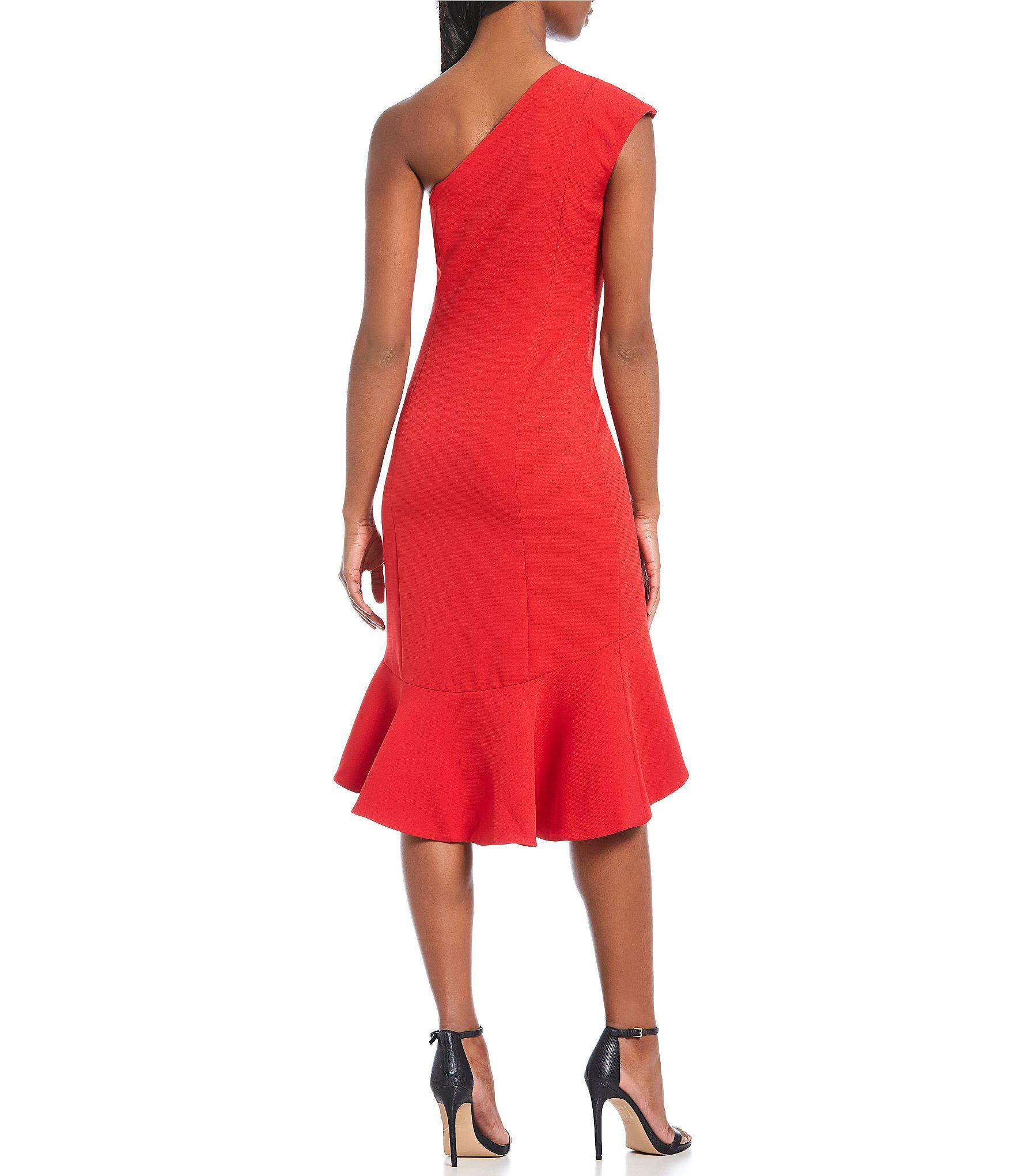 Keepsake Mirrors One-shoulder Sheath Midi Dress in Red - Lyst