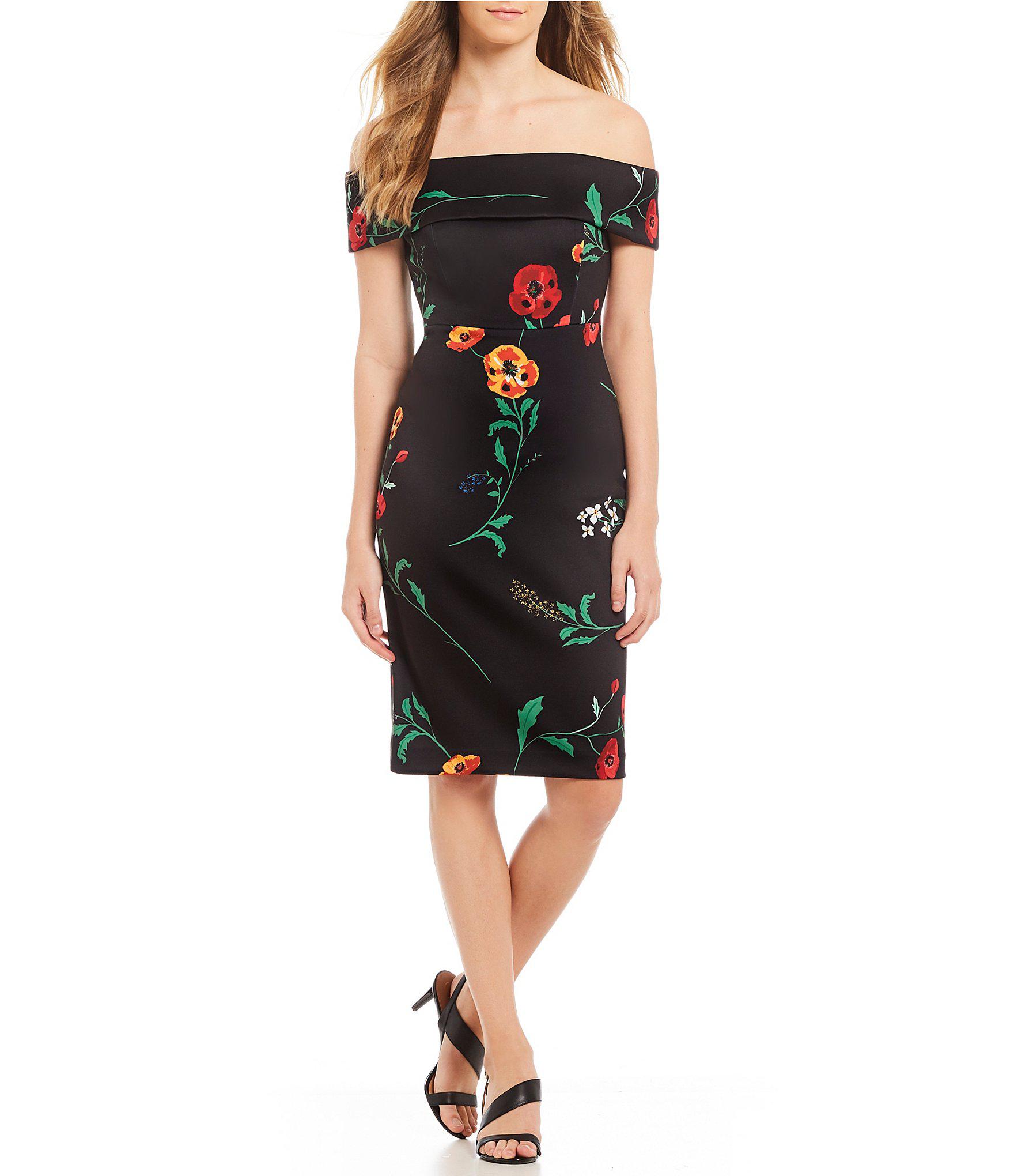 calvin klein black floral sheath dress