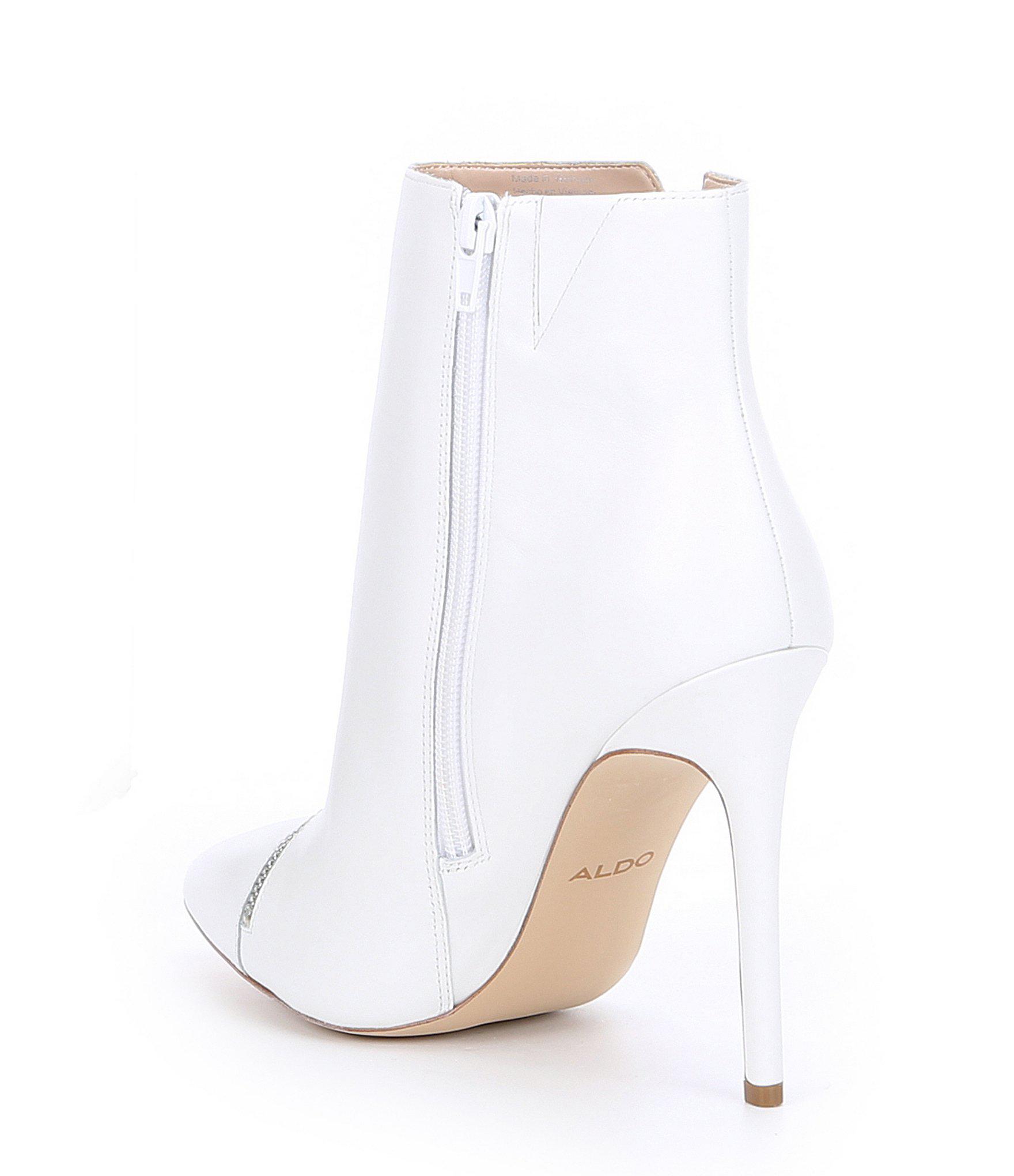 aldo white leather ankle boots
