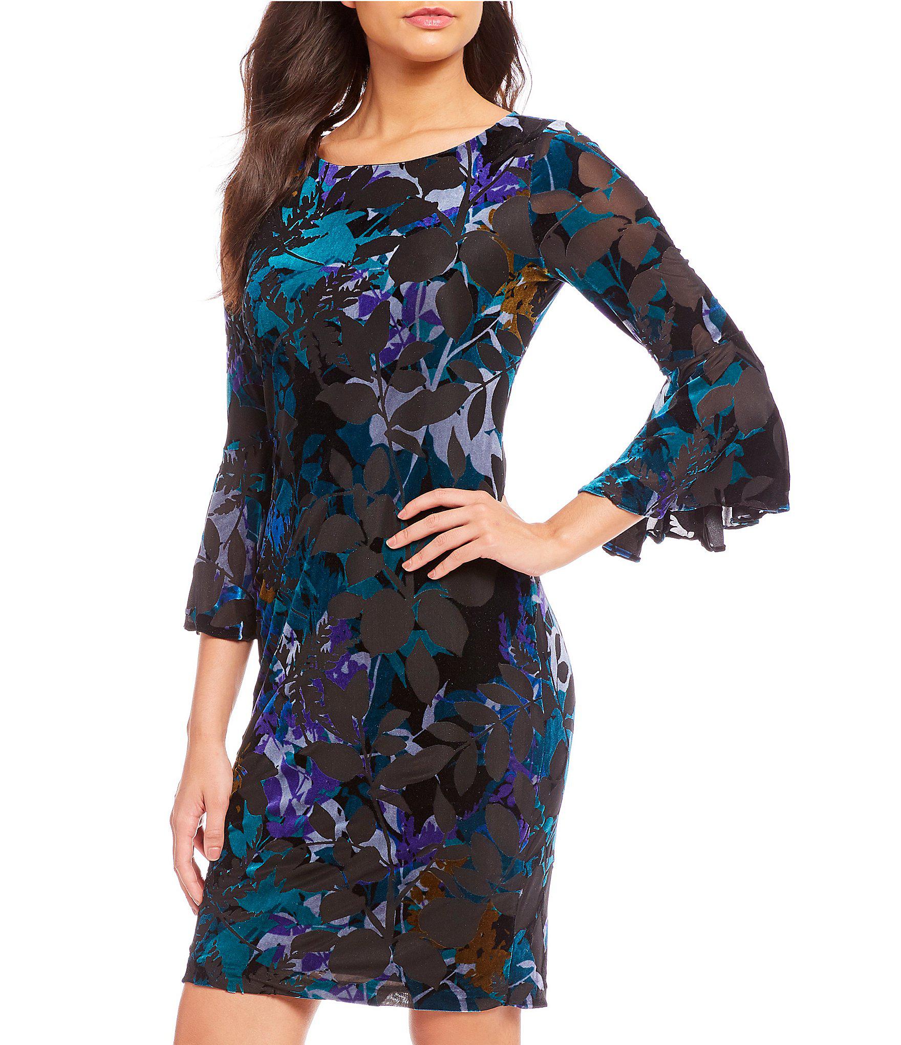 calvin klein velvet bell sleeve dress