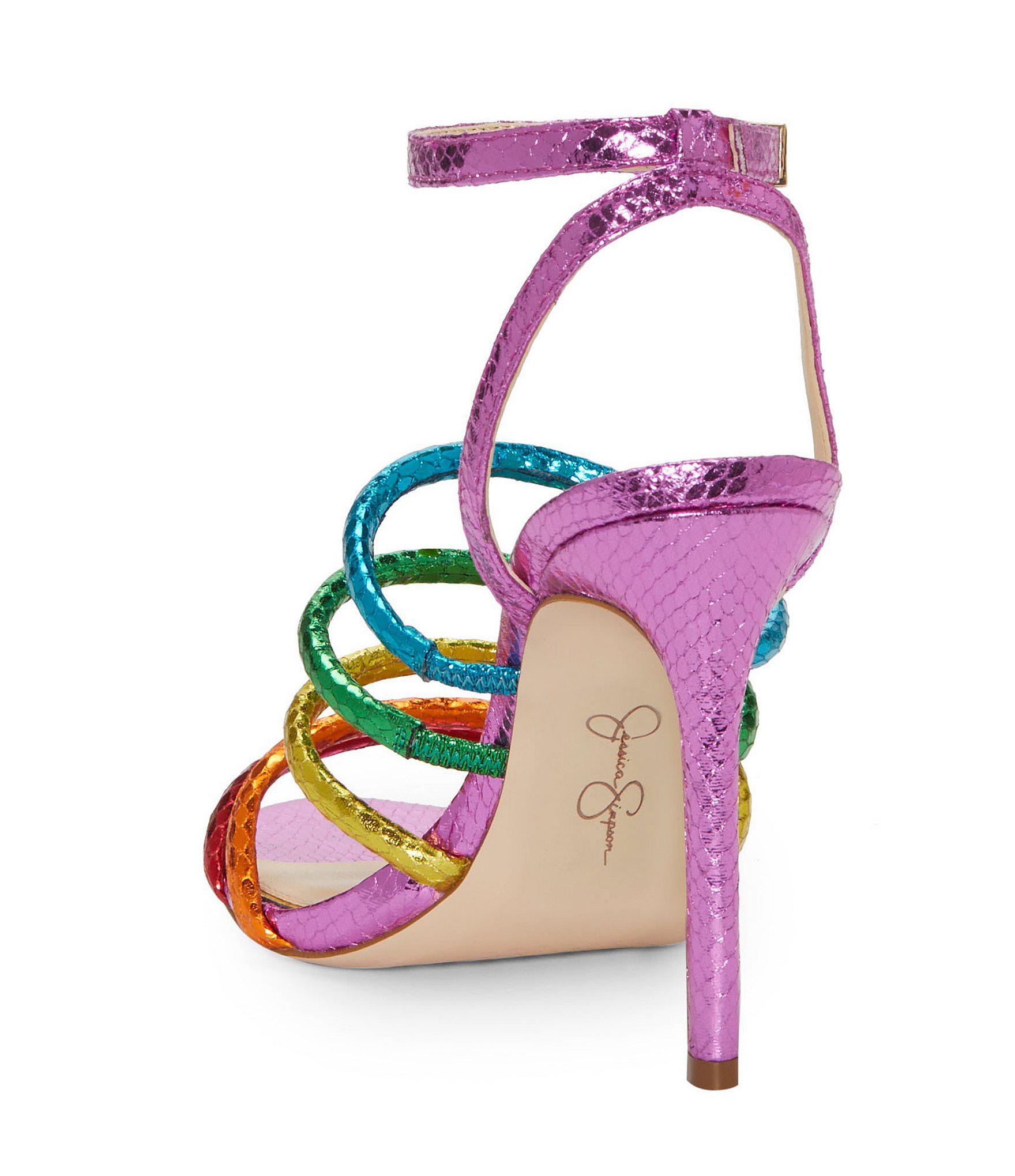 metallic rainbow sandals