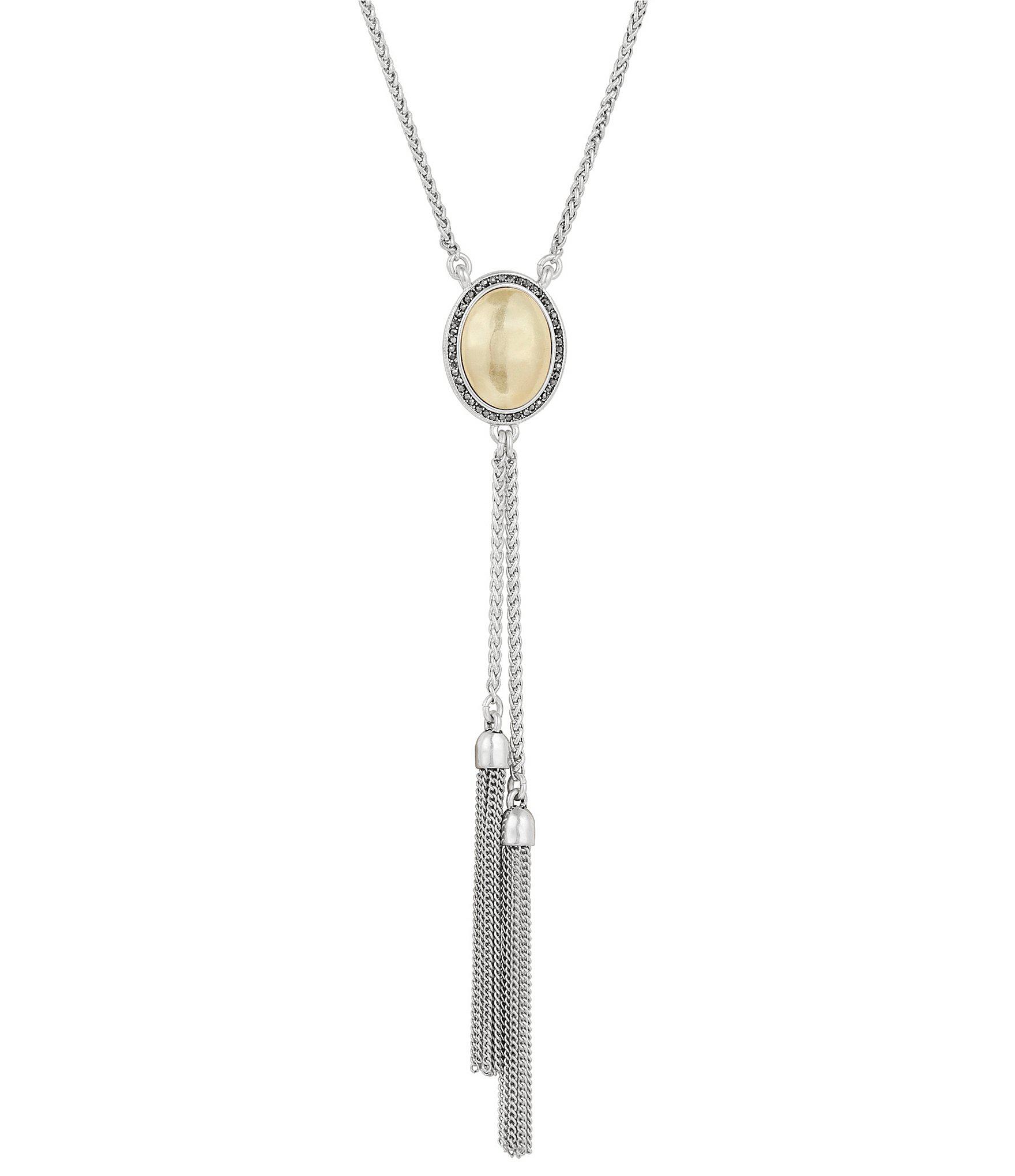 Lyst - Lucky Brand Two Tone Pave Fringe Lariat Necklace