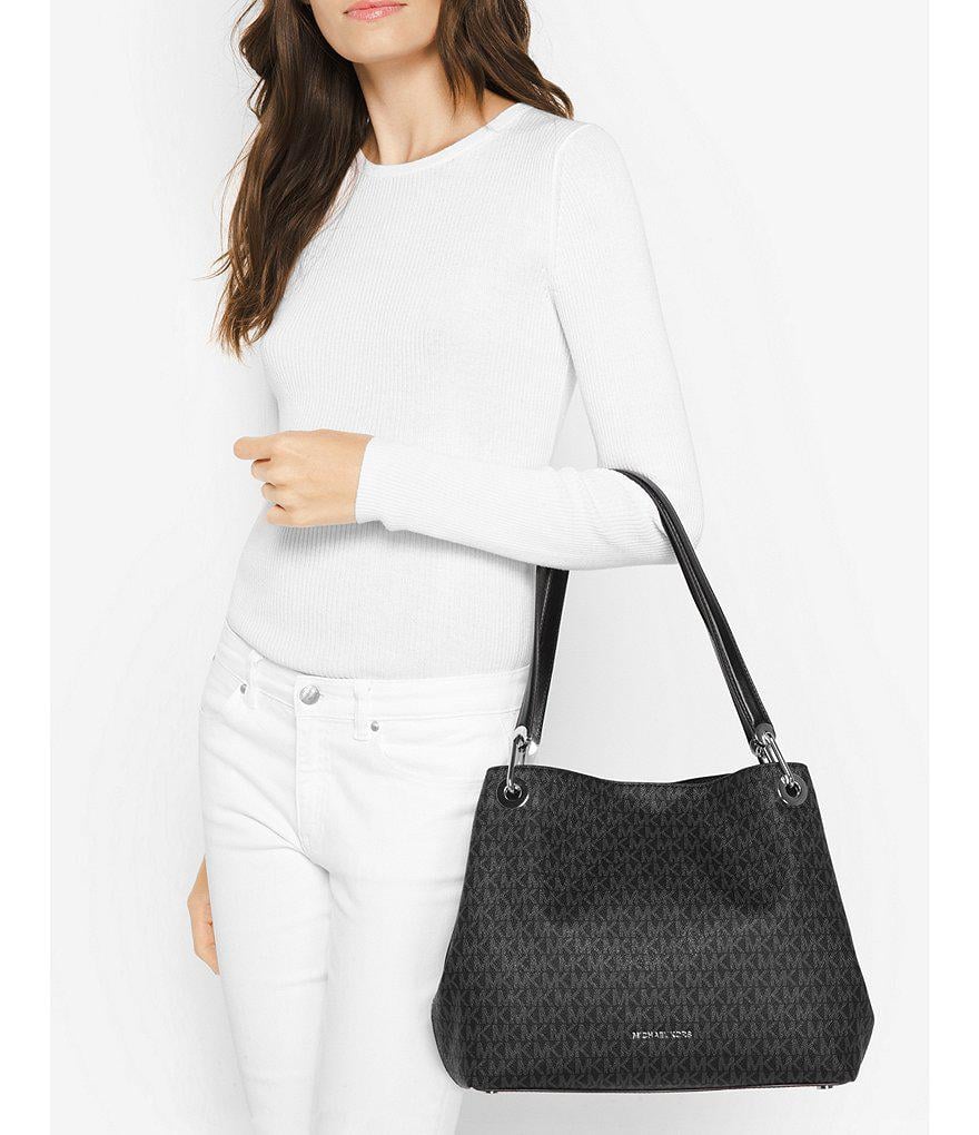 michael kors raven large shoulder tote black
