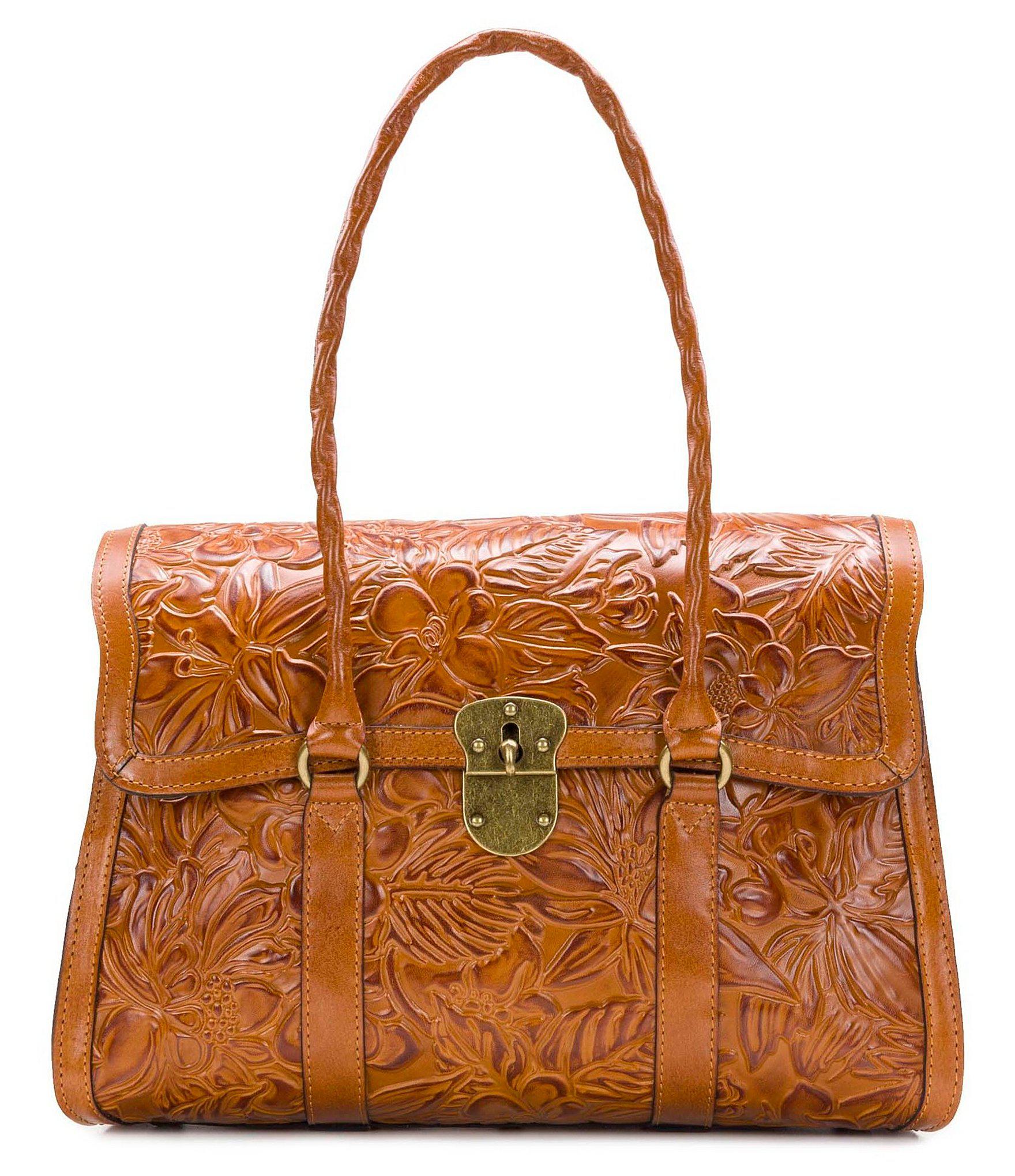 Patricia Nash Spring Floral Tooled Collection Vienna Satchel in Gold ...