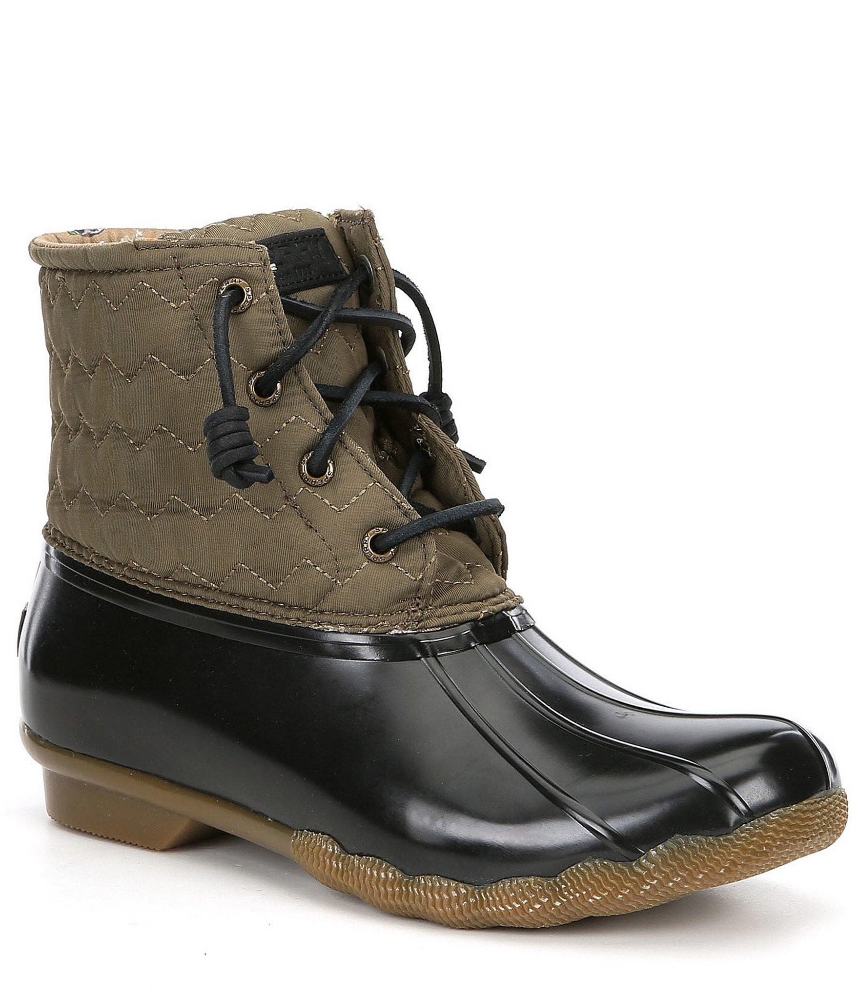 sperry olive quilted duck boots