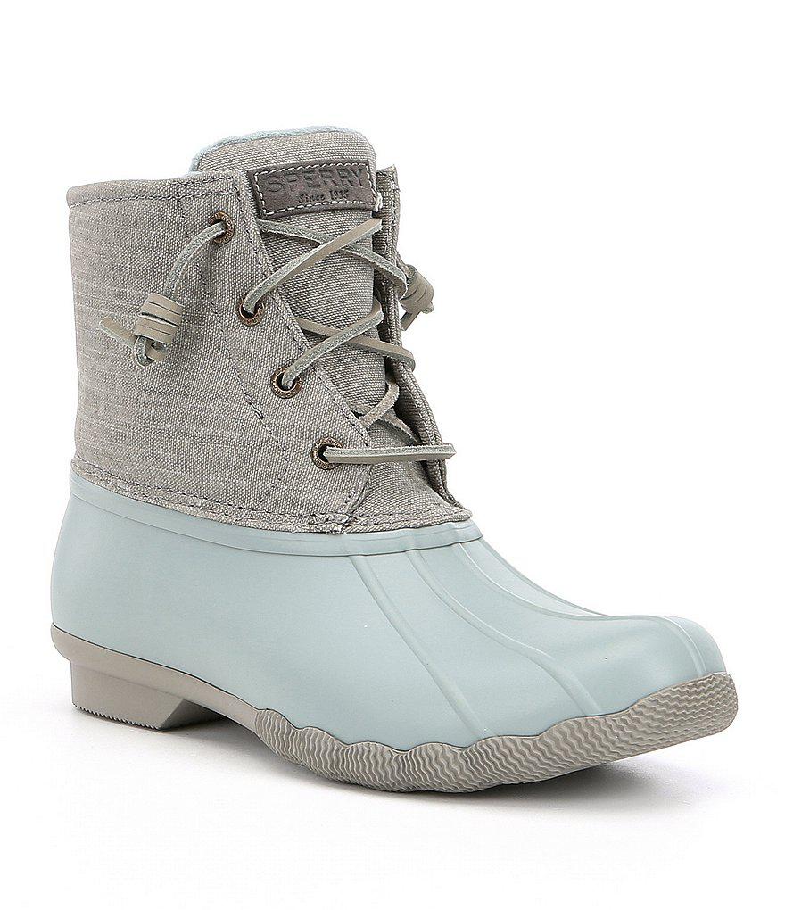 buy \u003e grey and pink sperry duck boots 