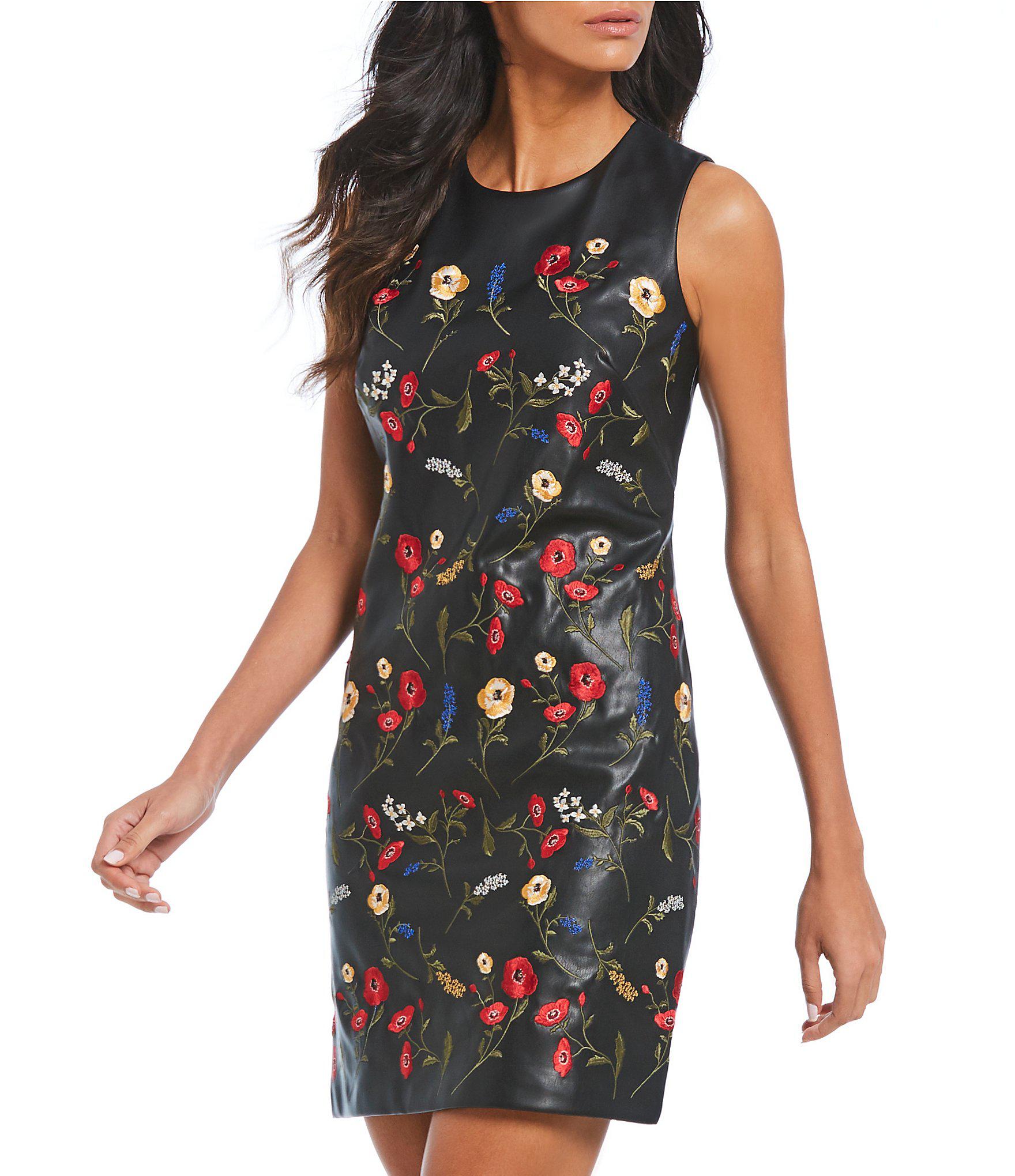 calvin klein black floral dress