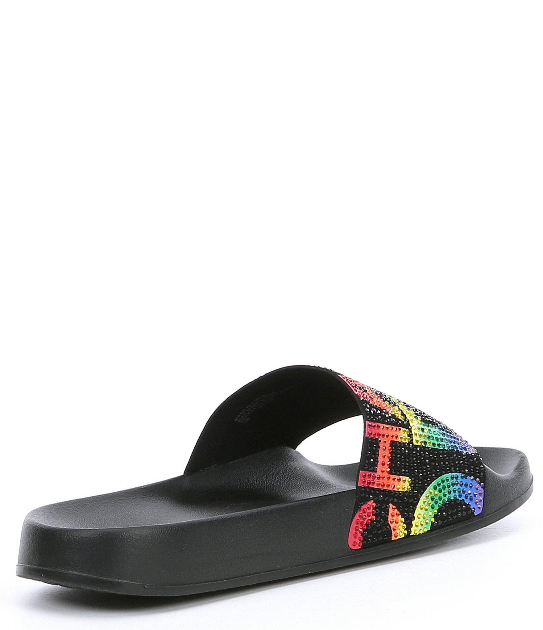 MICHAEL Michael Kors Women's Gilmore Crystal - Embellished Slide Sandals in Black - Lyst