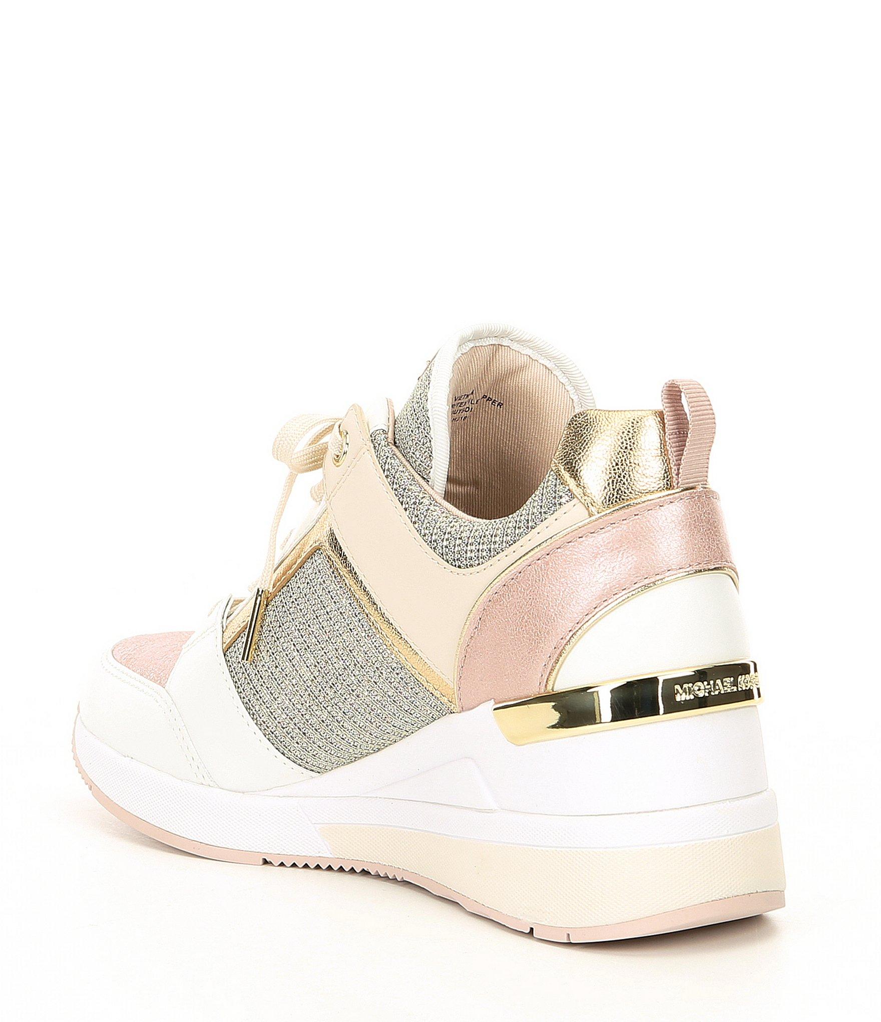 georgie leather and leopard glitter mesh trainer