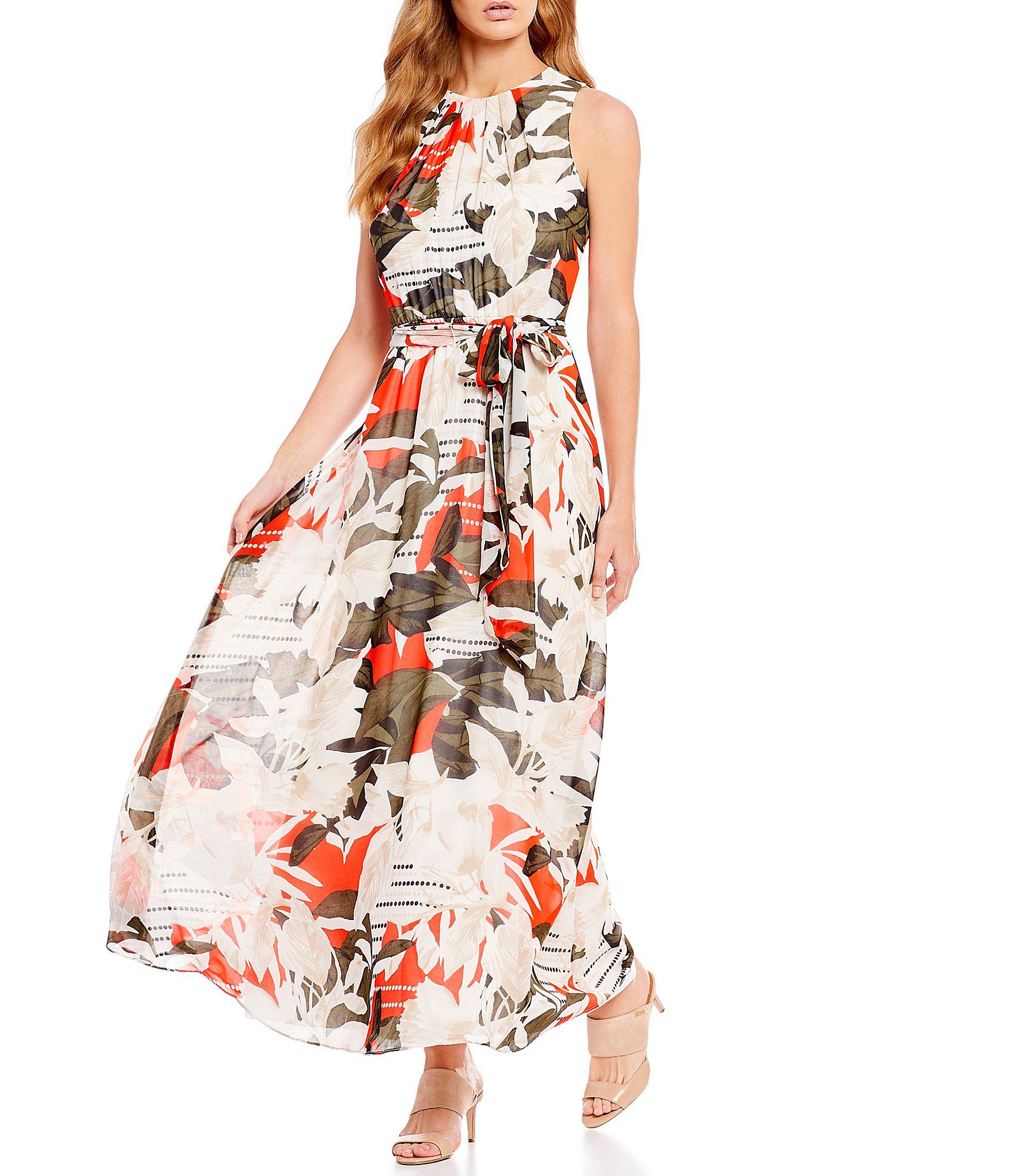 calvin klein floral long dress