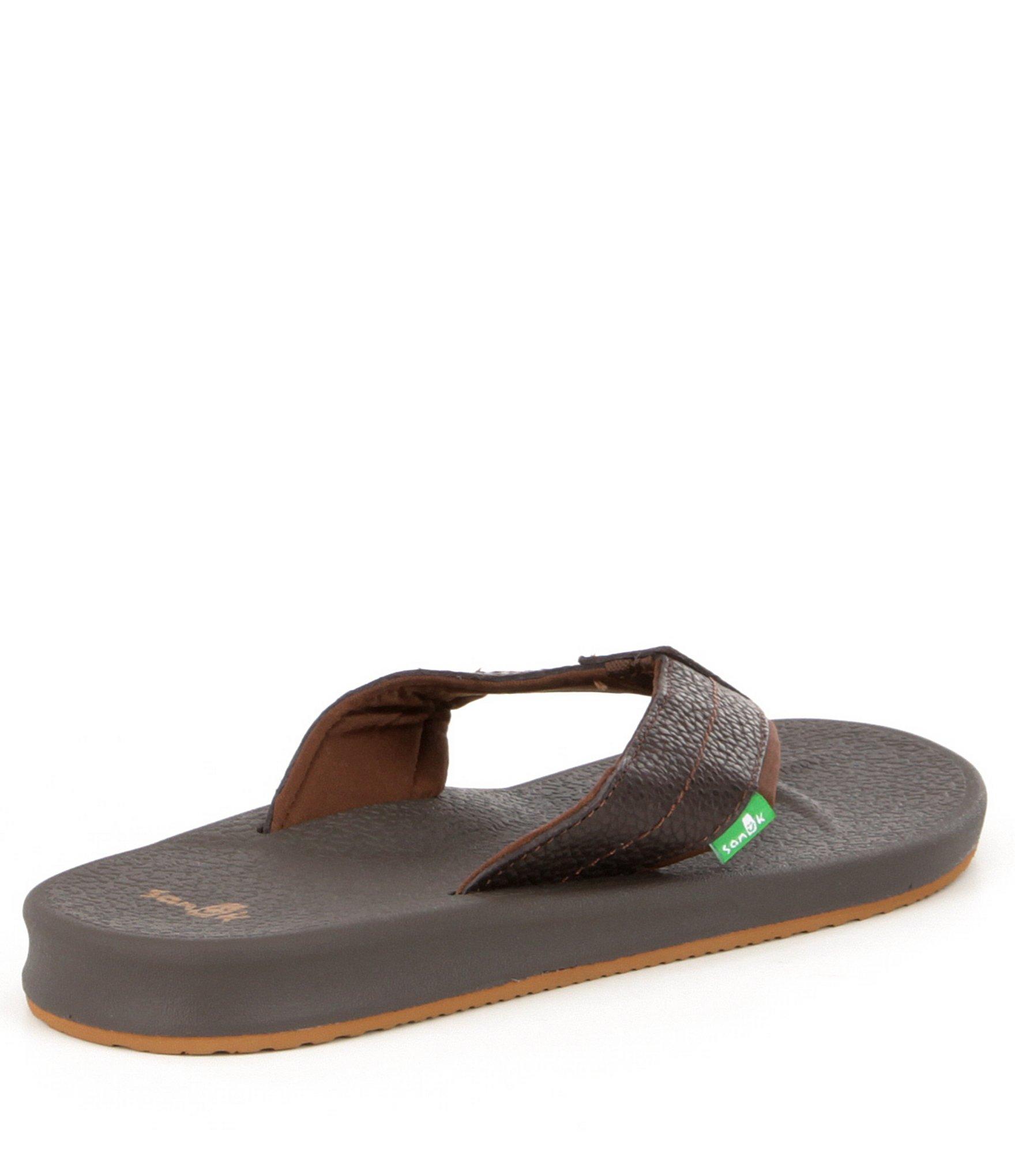 Sanuk Leather Men Ìs Brumeister Primo Flip Flops in Dark Brown (Brown) for Men - Save 2% - Lyst