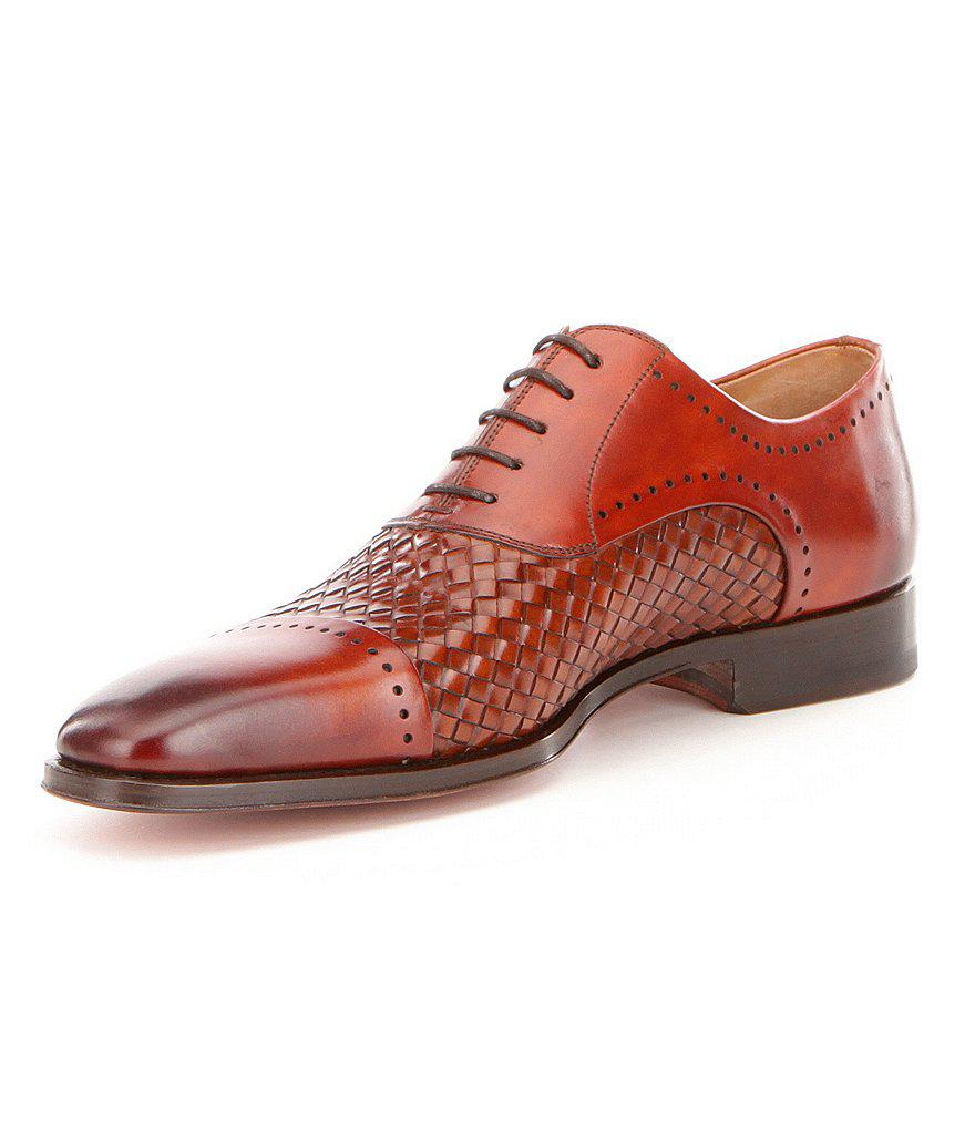 Lyst - Magnanni Shoes Men ́s Aden Cap Toe Woven Oxfords in Red for Men