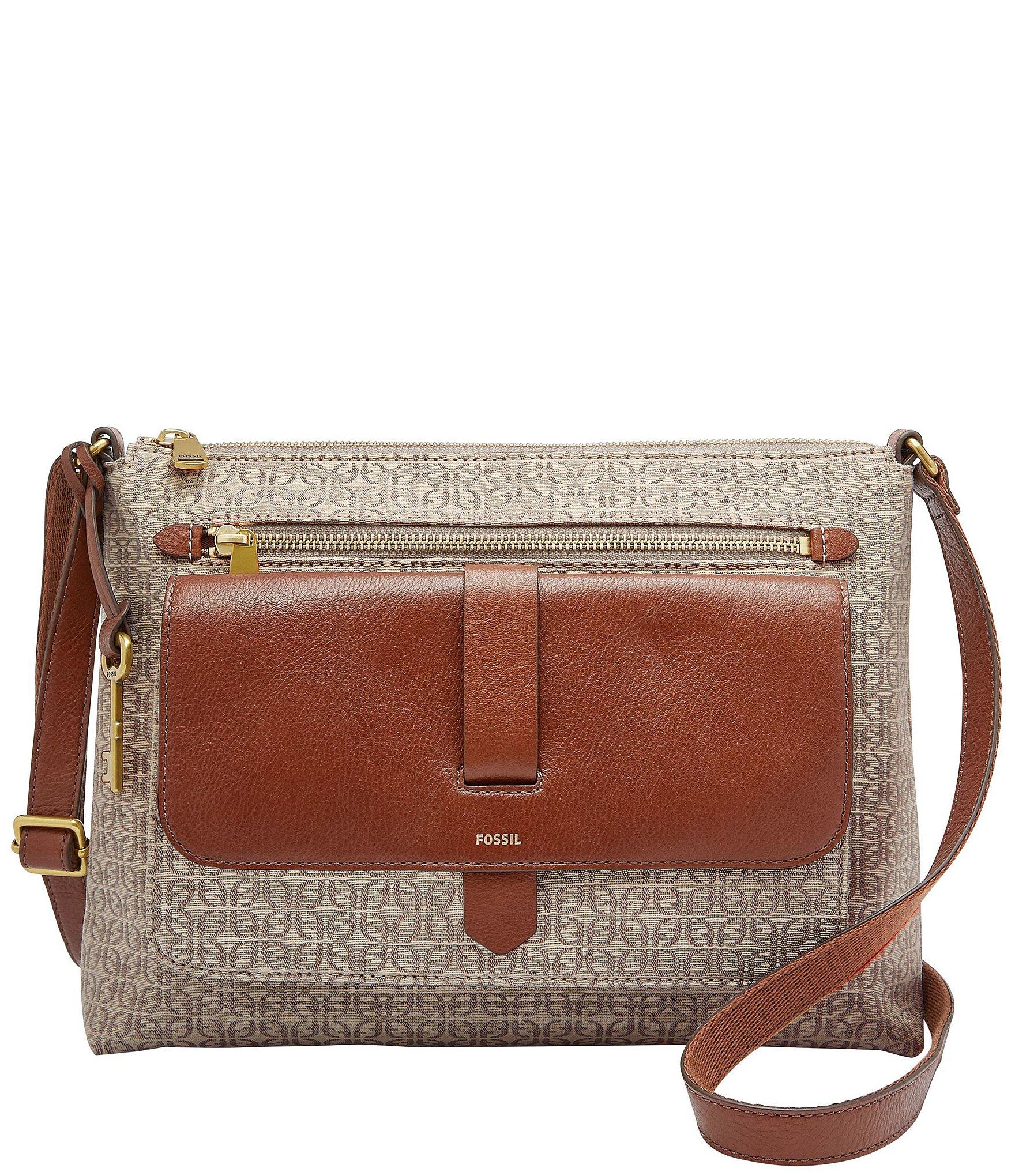 Fossil Kinley Medium Printed Crossbody in Taupe/Tan/Gold (Brown) - Lyst