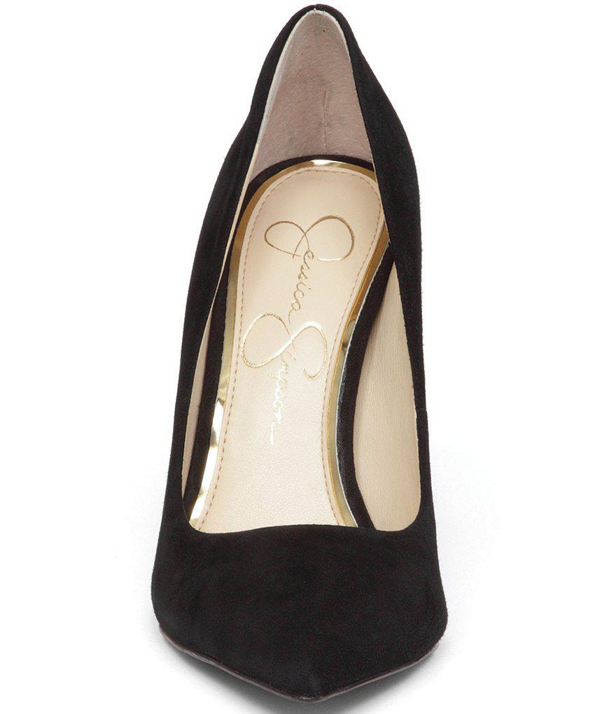 Jessica Simpson Tanysha Suede Pointedtoe Block Heel Pumps in Black Lyst