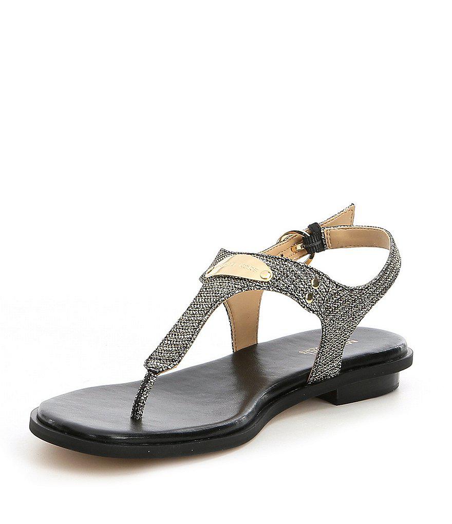 mk plate glitter thong sandals