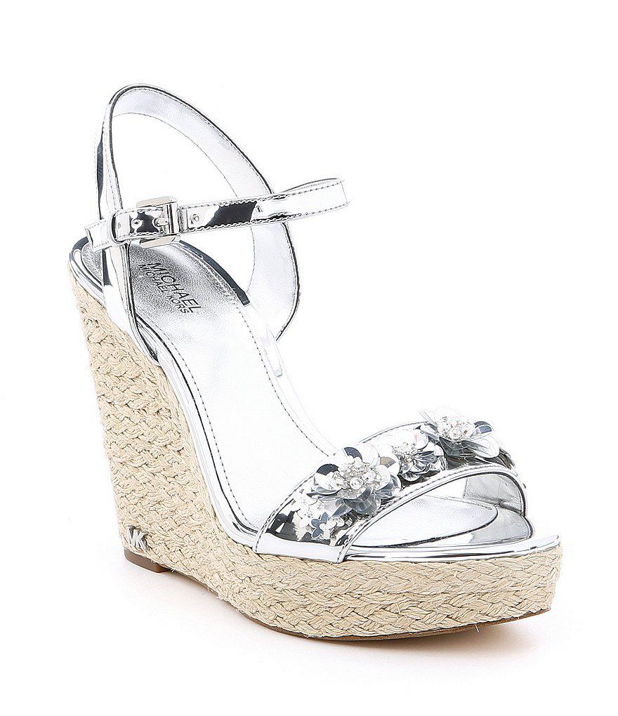 michael kors silver wedge sandals, great bargain Save 84% available -  trending.sg