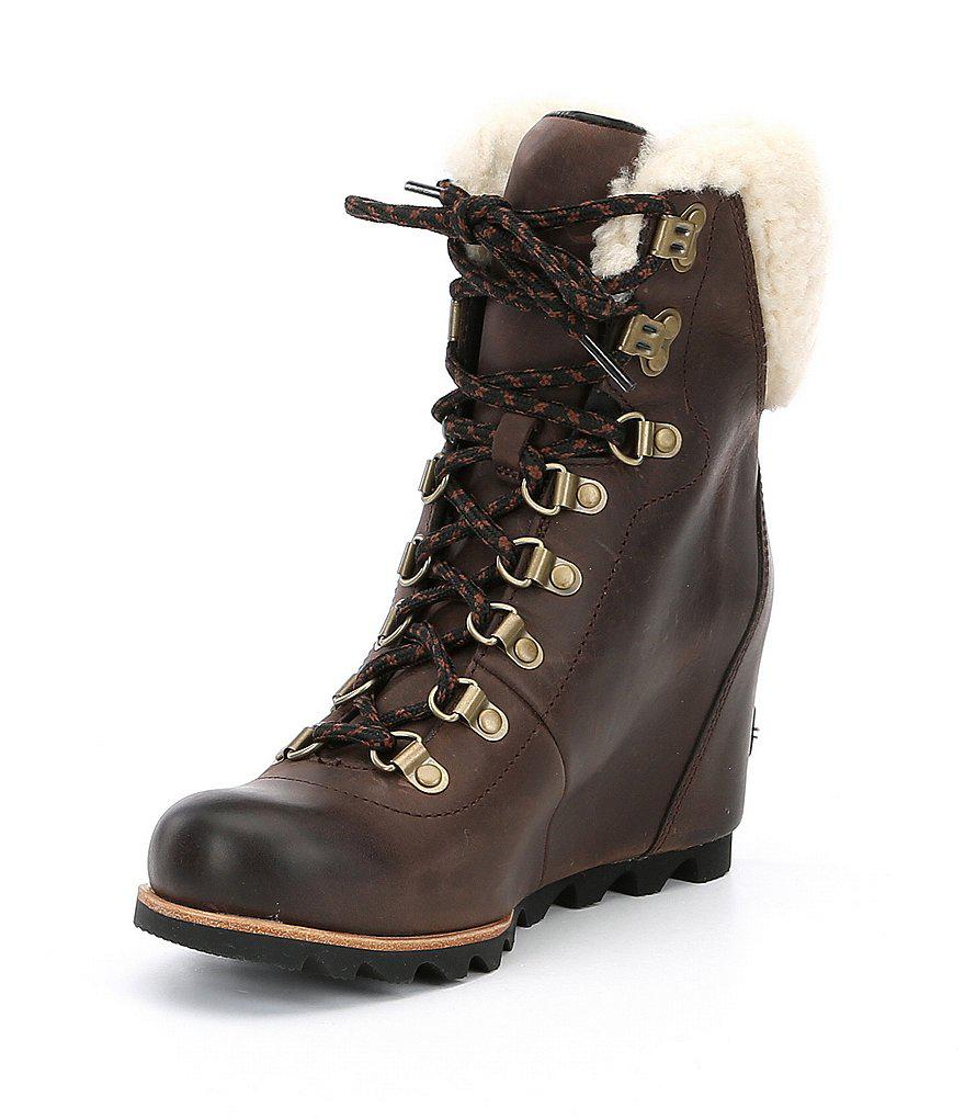 sorel conquest shearling wedge