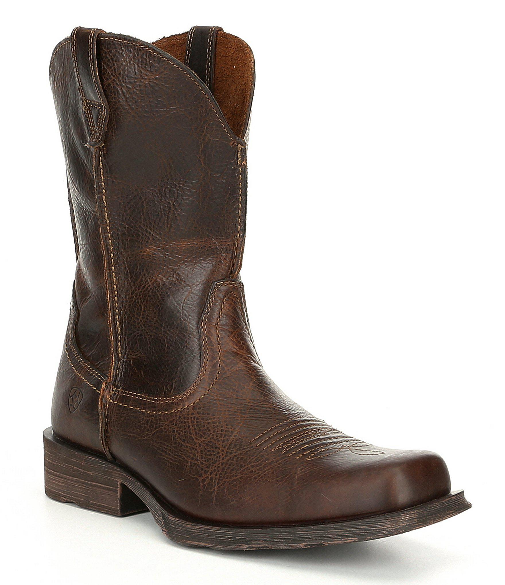 mens brown square toe boots