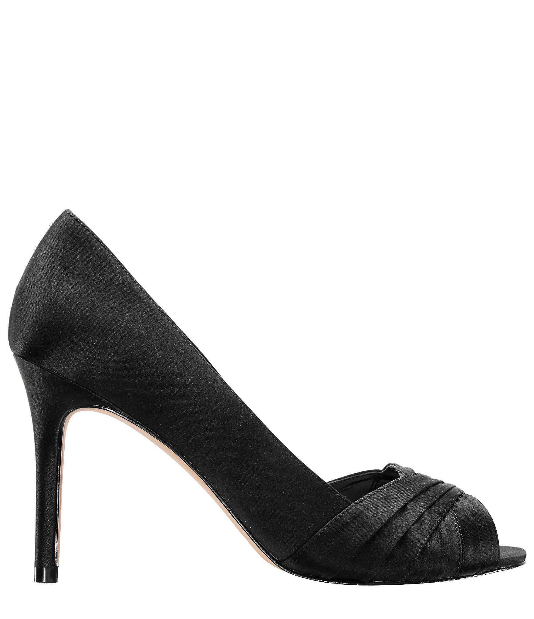 Nina Rhiyana Satin Peep Toe Pumps in Black Lyst NINA New York Black Satin Platform Peep Toe High Heel Pumps