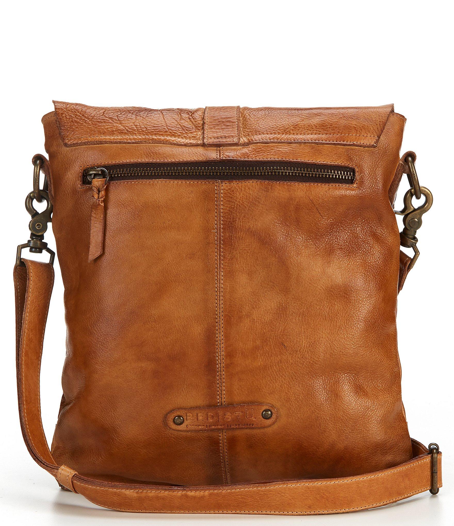distressed leather crossbody bag