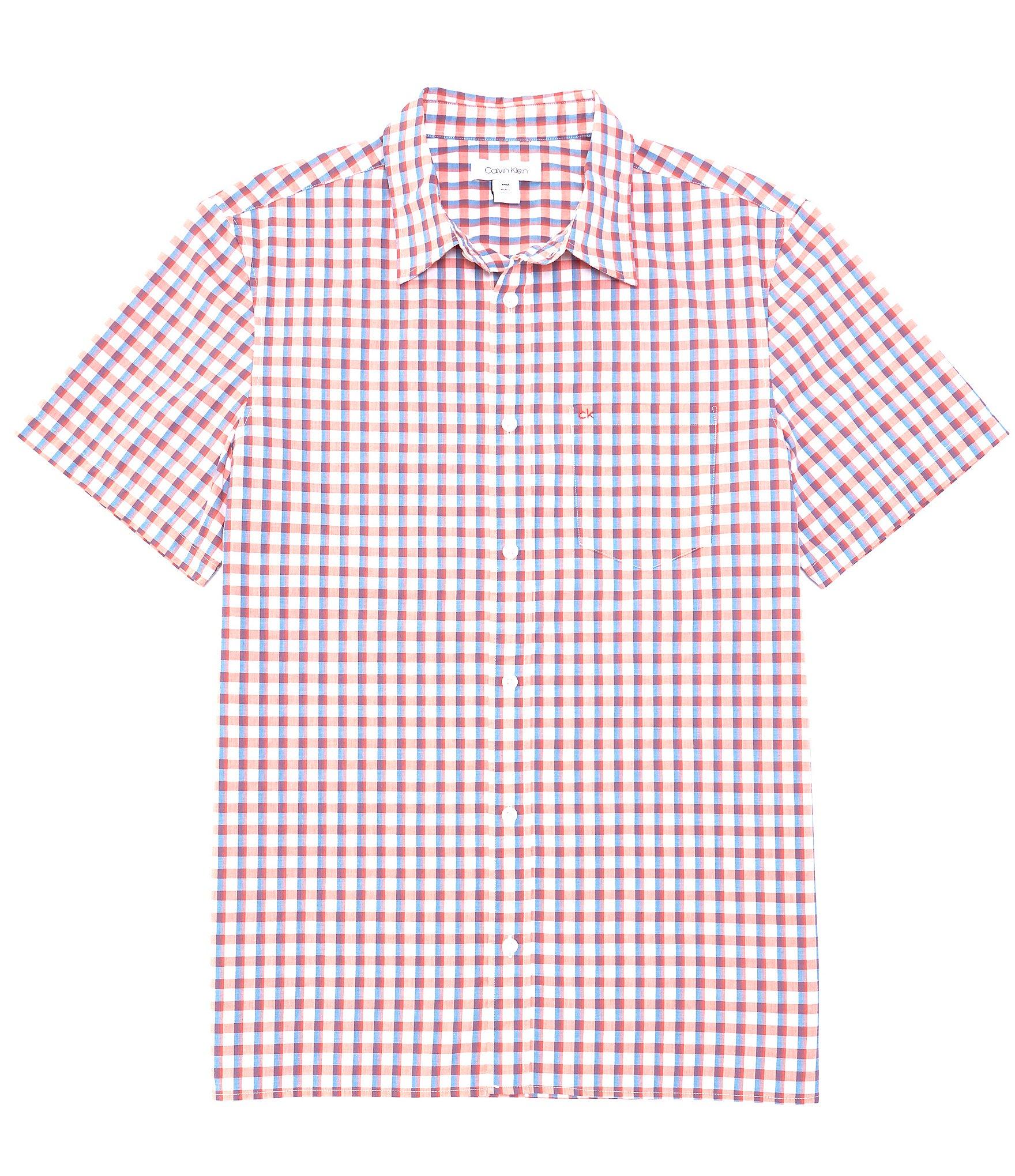 Lambretta Men/'s Short Sleeve Gingham Check Shirt With Woven Collar