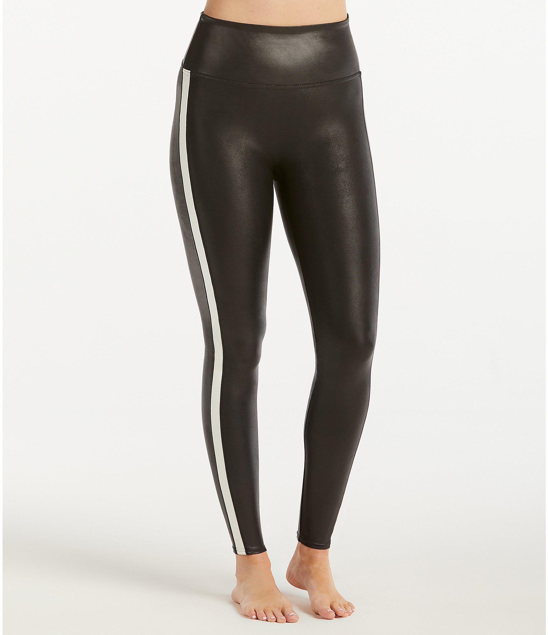 Black pants with cheap leather stripe on side