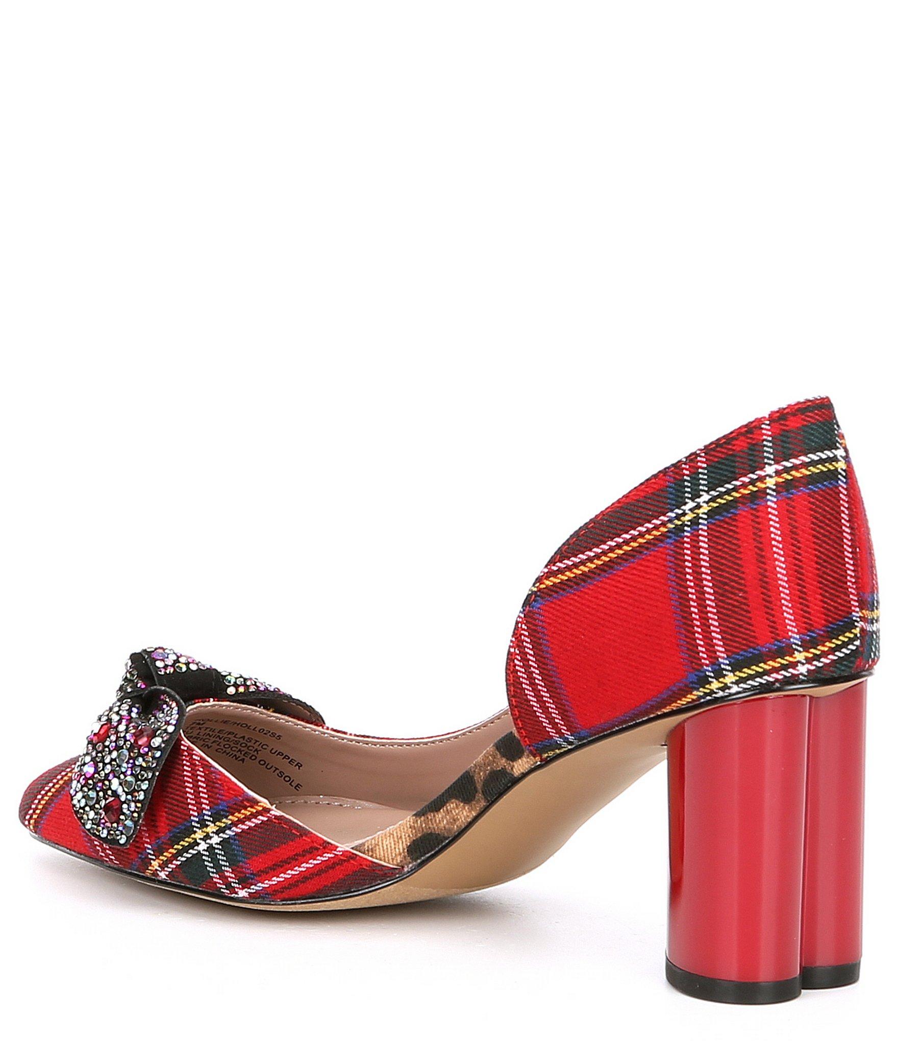 Betsey Johnson Hollie Plaid Print D�orsay Bow Block Heel