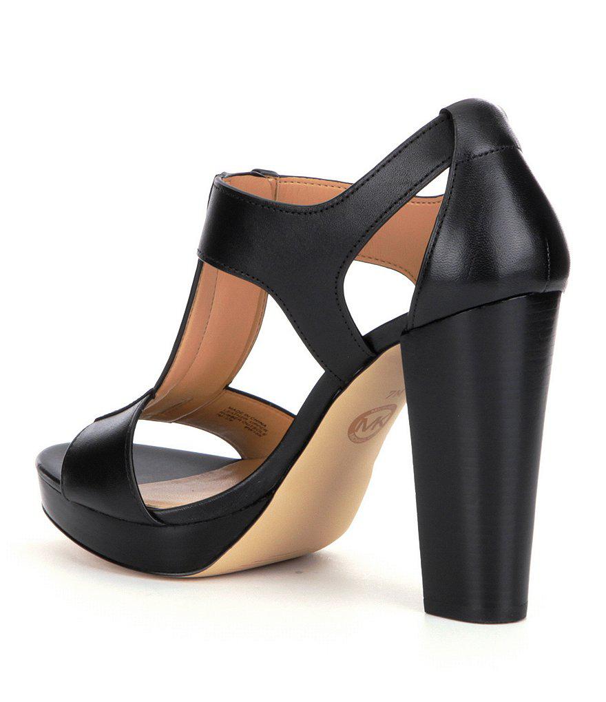 MICHAEL Michael Kors Berkley Leather Zip-up Block Heel Sandals in Black ...