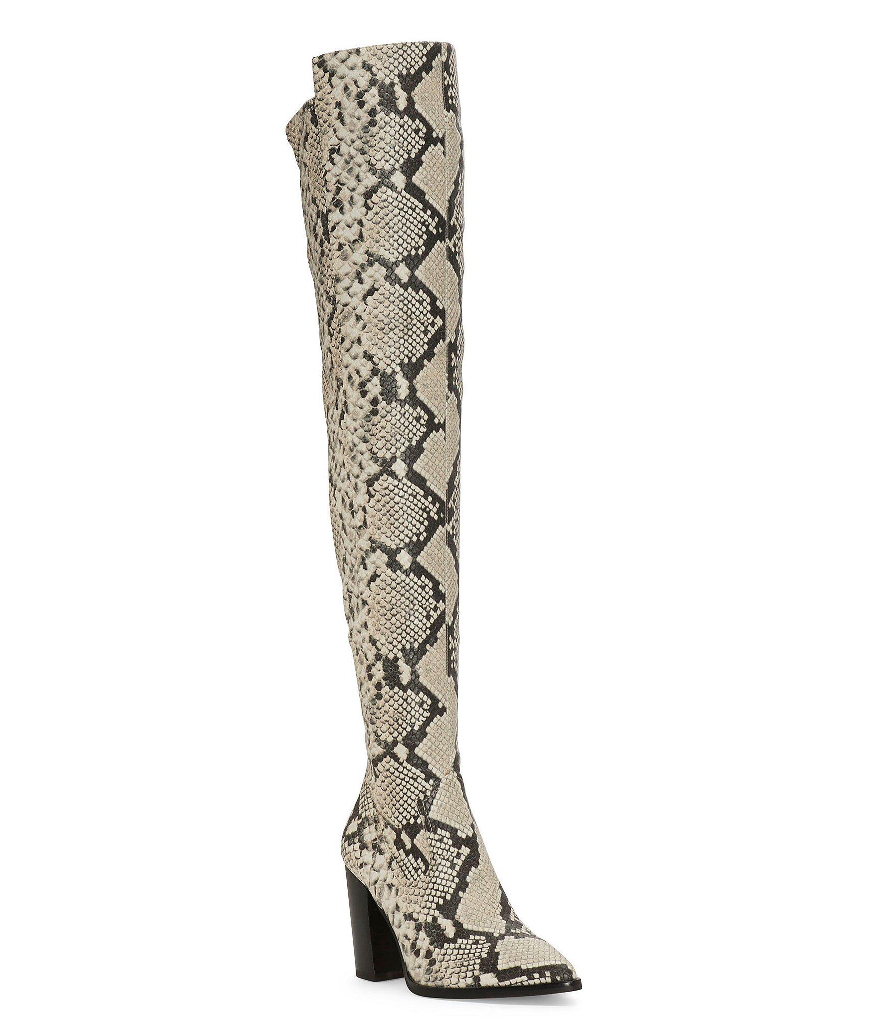 block heel snake boots