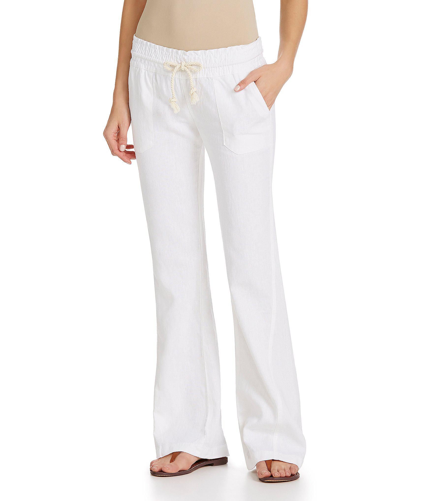 Roxy Oceanside Linen-blend Wide Leg Pants in White - Lyst