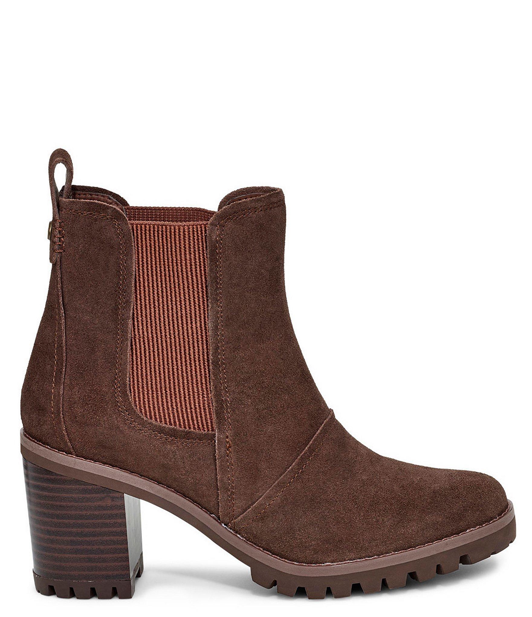 UGG Hazel Waterproof Suede Block Heel Booties in Brown - Save 1% - Lyst