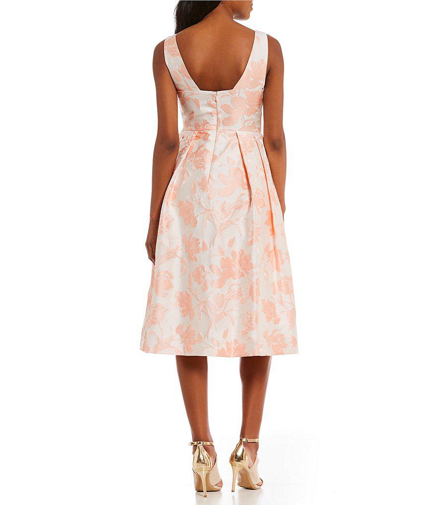 Ivanka Trump Floral Print Jacquard Fit And Flare Midi