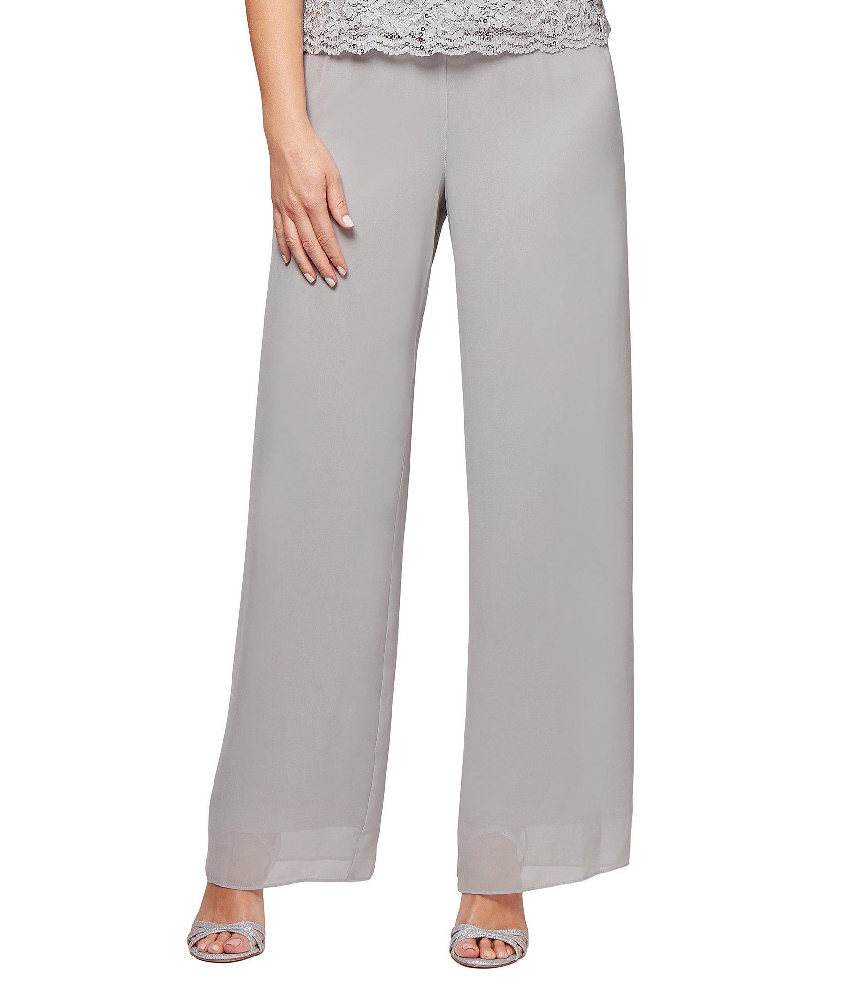 Lyst - Alex Evenings Wide-leg Chiffon Pants in Gray