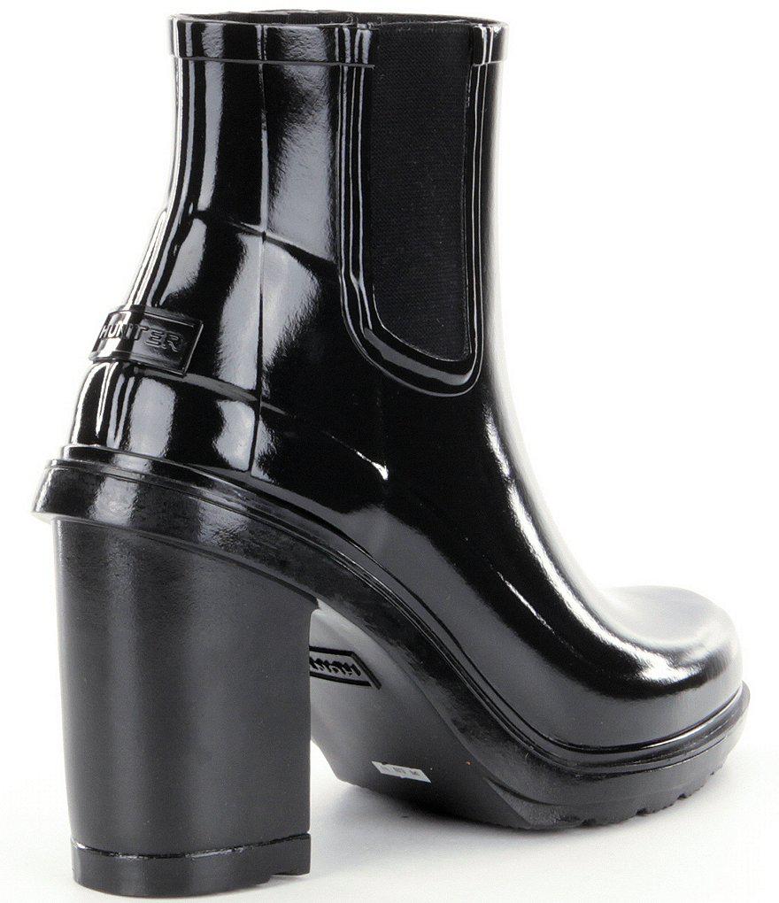 HUNTER Rubber Women Ìs Original Refined High Heel Chelsea Rain Boots in Black - Lyst