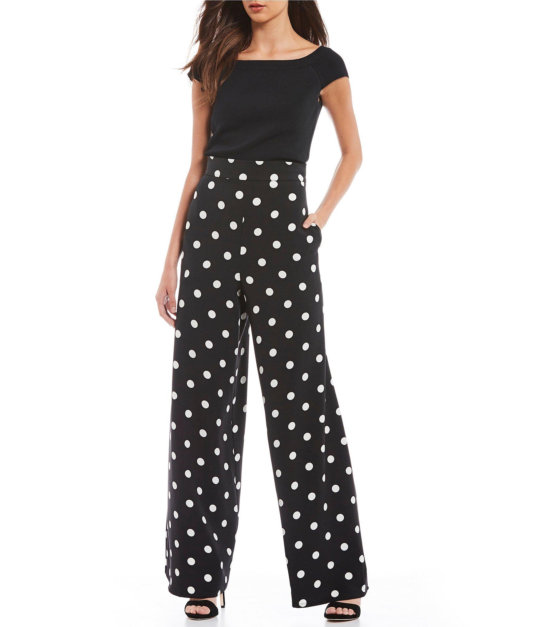 polka dot wide leg pants