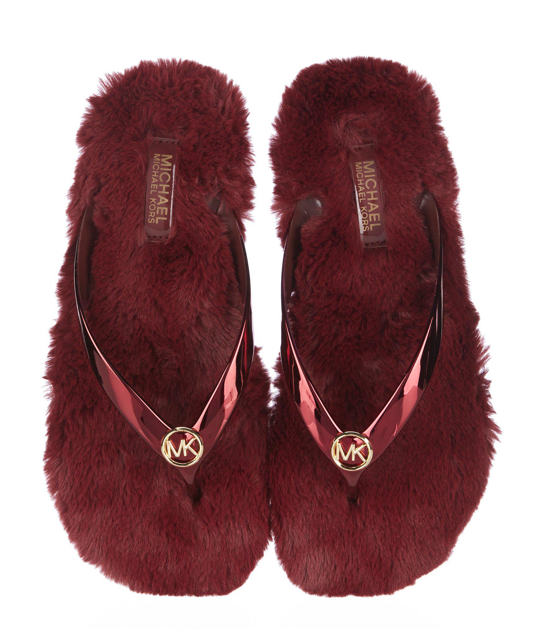 michael kors fur flip flops