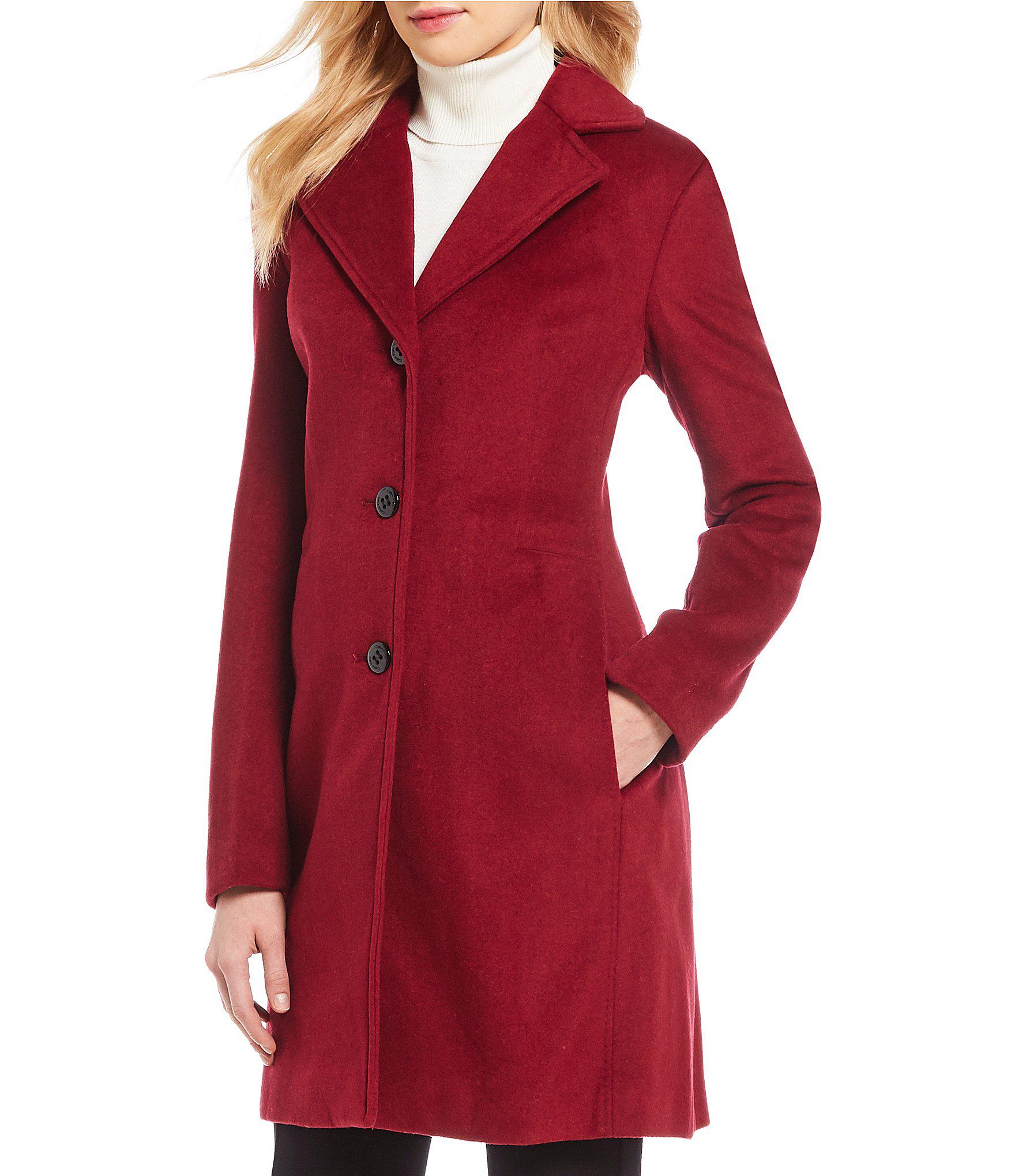 Calvin Klein Single Breast Cashmere Blend Walker Coat in Scarlet (Red ...