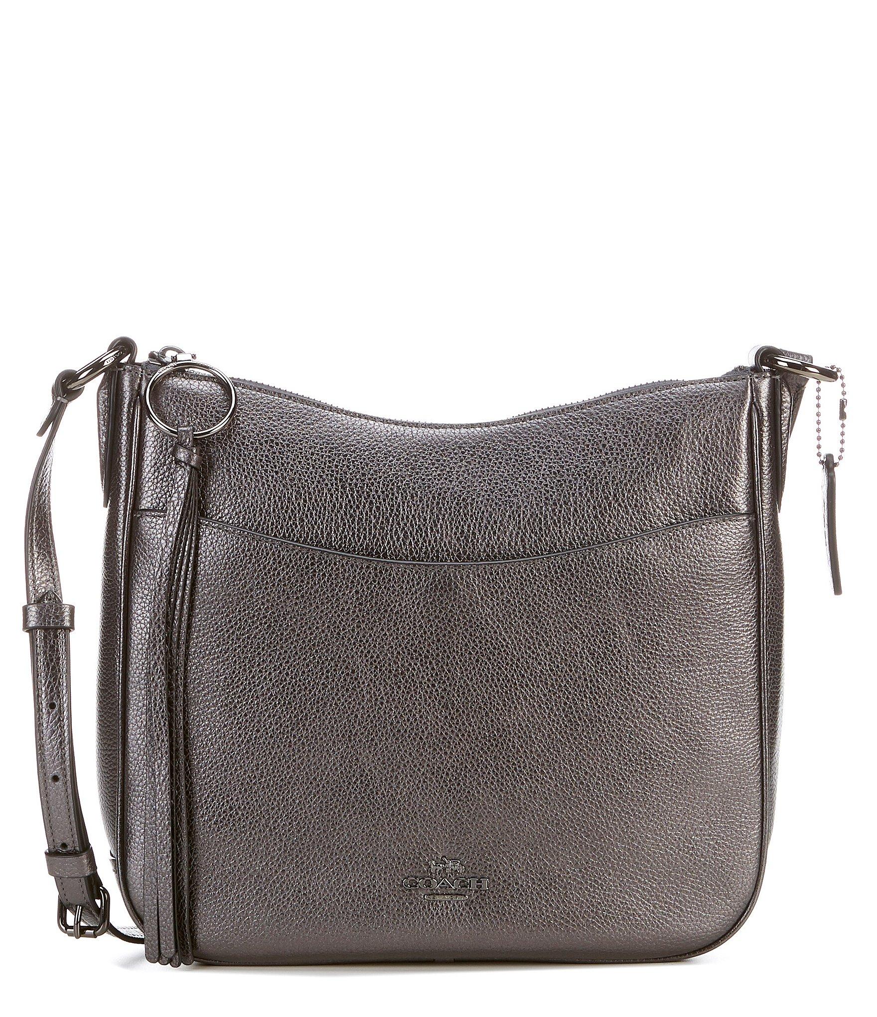 COACH Metallic Pebble Leather Chaise Convertible Crossbody Bag in n,a (Gray) - Lyst