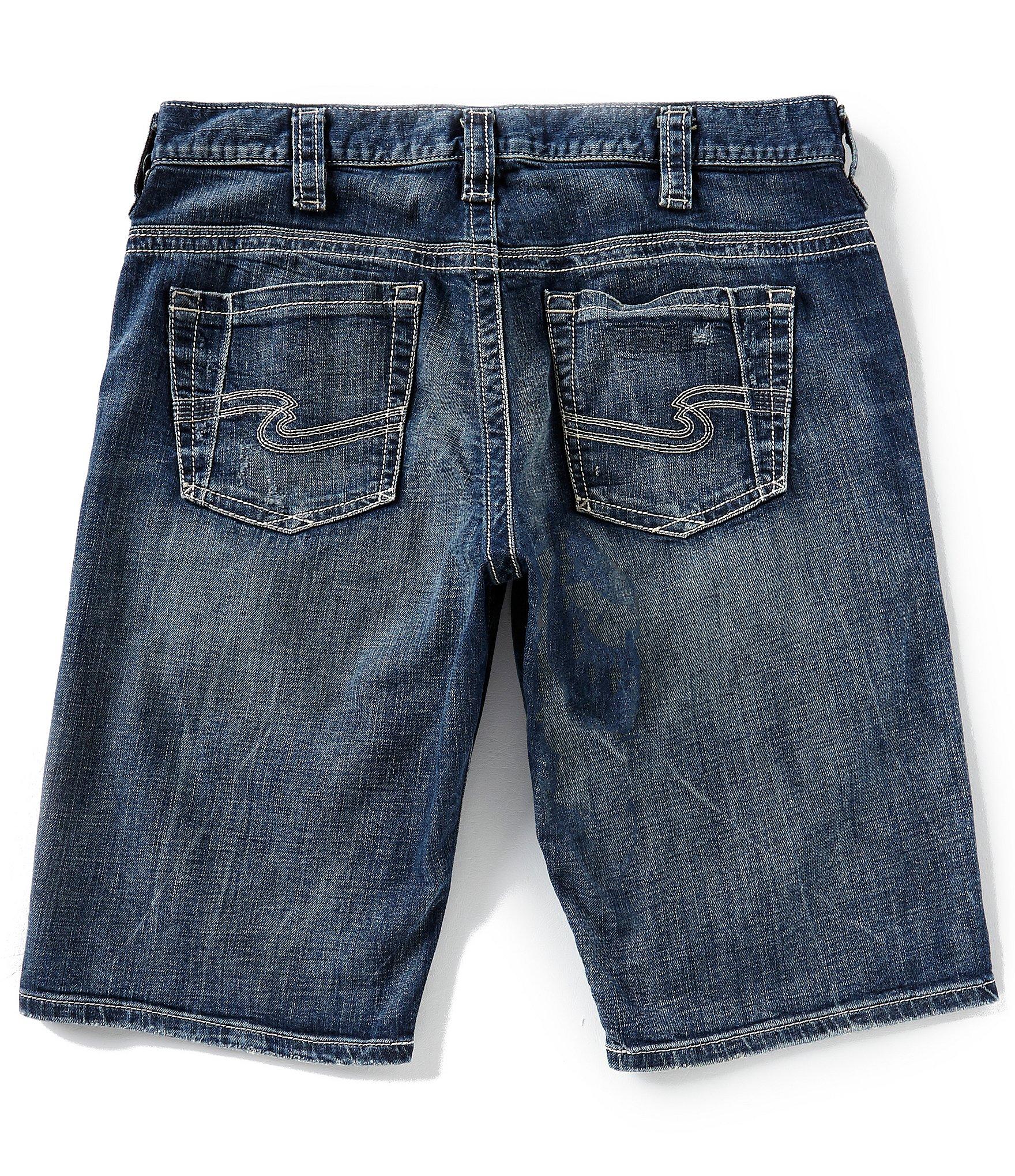 mens silver jean shorts