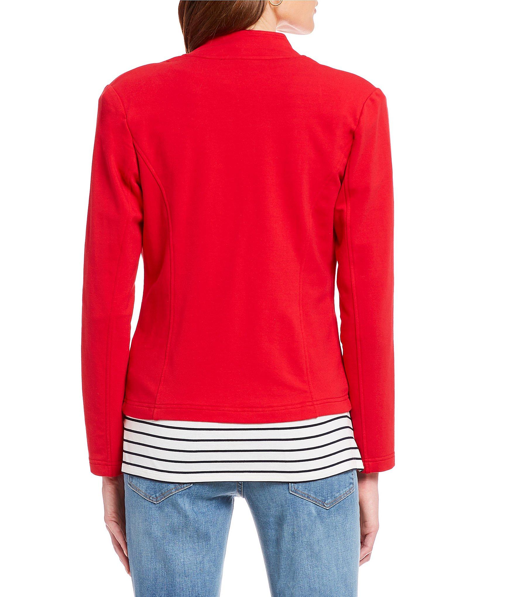 Tommy Hilfiger Cotton Button Trim Military Band Jacket in Scarlet (Red