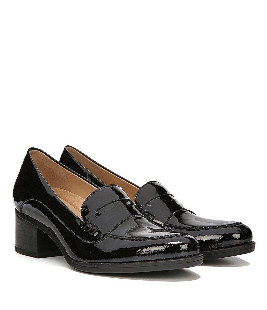 color block leather loafers