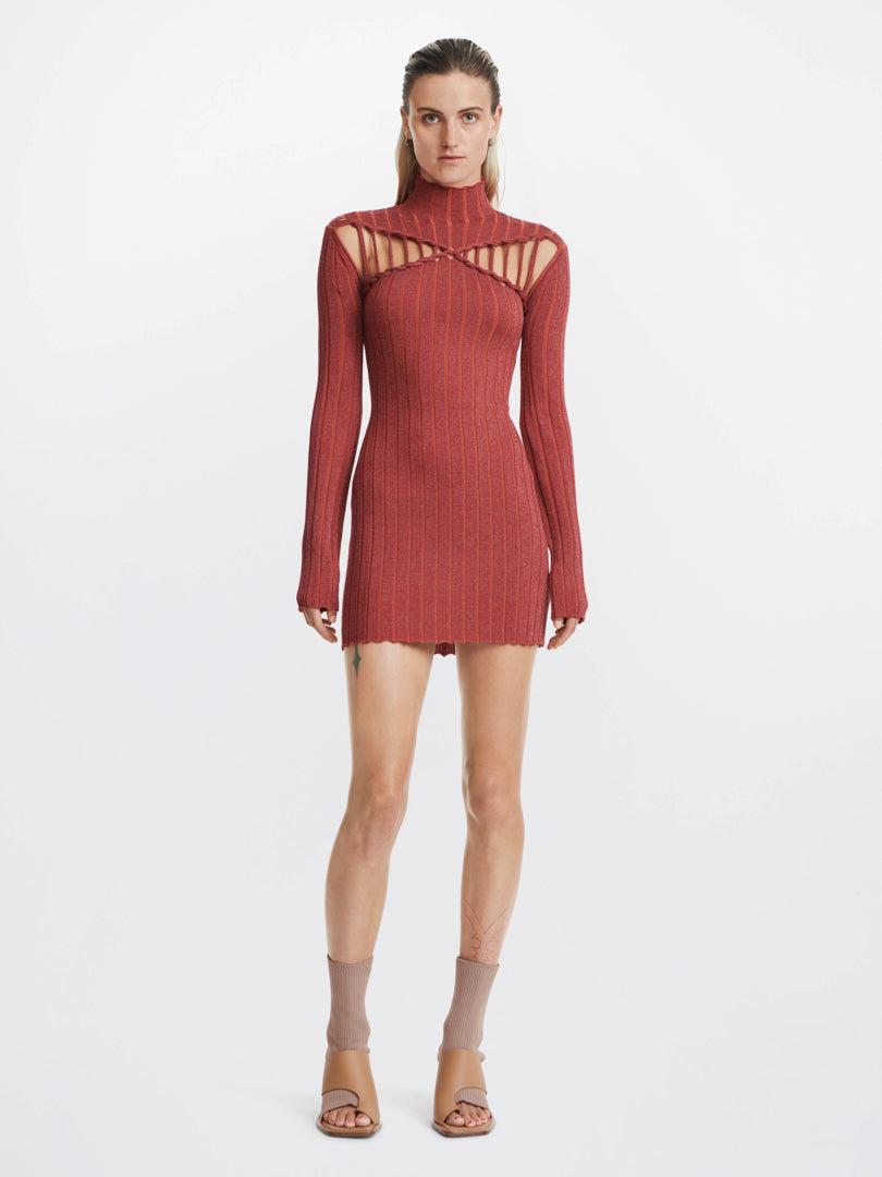 Dion Lee X Braid Light Reflective Mini Dress In Red Lyst 