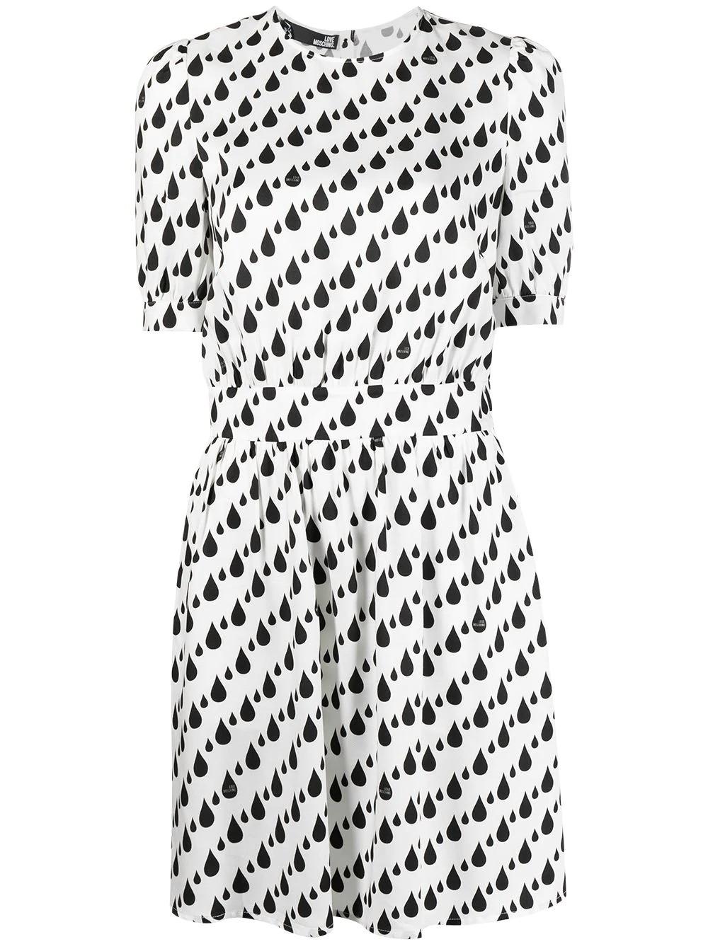 Love Moschino Raindrop-print Empire-line Dress in White | Lyst