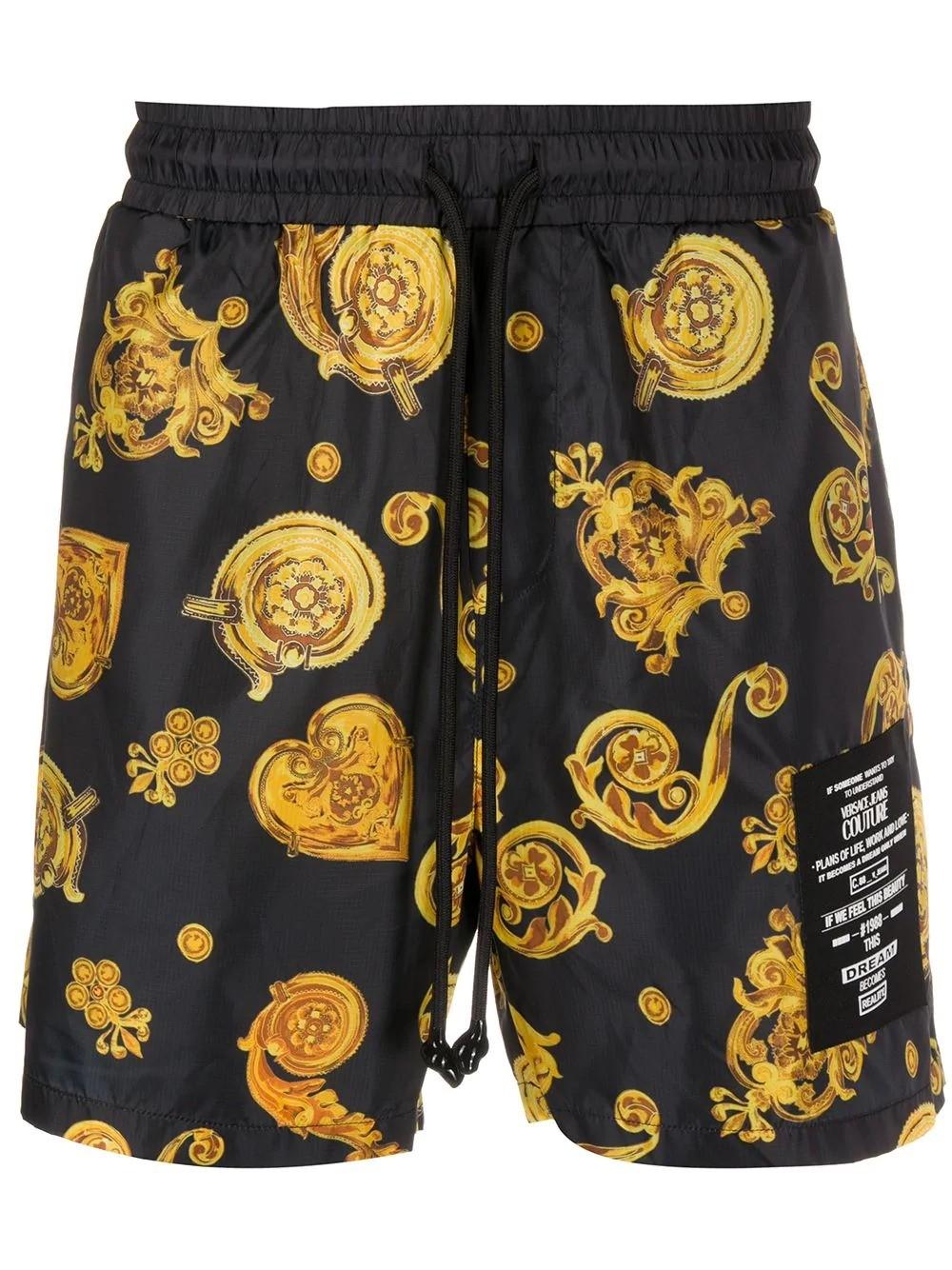 Versace Jeans Synthetic Baroque Pattern Bermuda Shorts in Black for Men ...