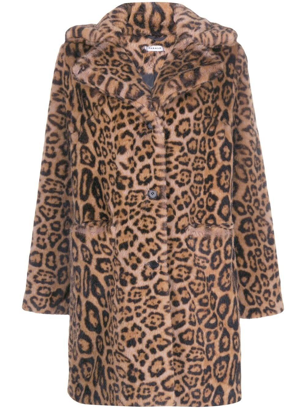 P.A.R.O.S.H. Synthetic Leopard Pattern Coat in Beige (Natural) - Lyst