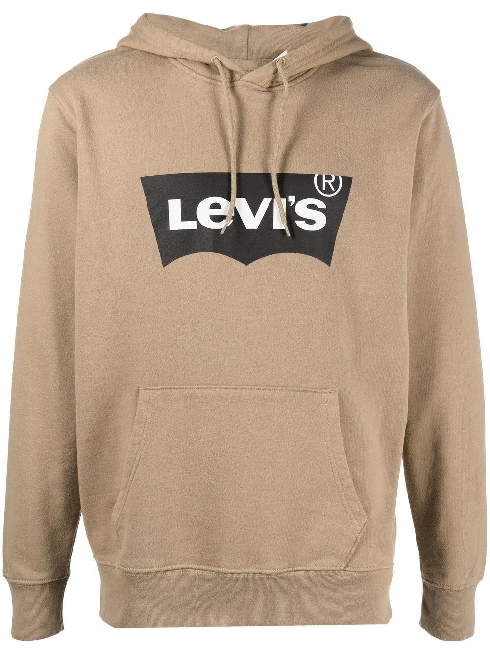 Cotton Logo-print Hoodie in Beige 