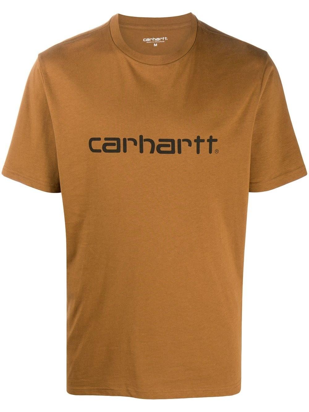 Carhartt Cotton Logo Print T-shirt in Brown for Men - Lyst