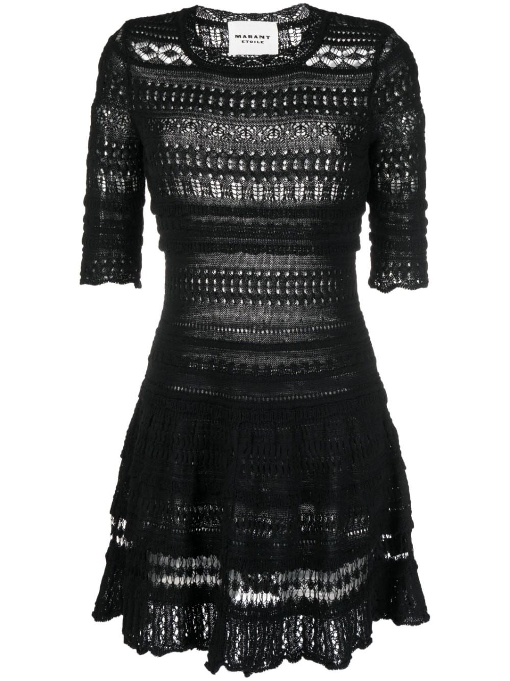 importeren worstelen Begunstigde Étoile Isabel Marant Crochet Flared Dress in Black | Lyst