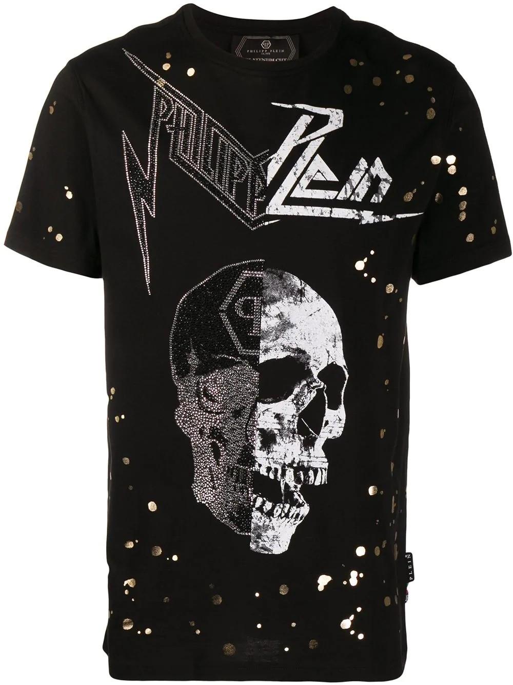 Philipp Plein Cotton Rhinestone-embellished Skull T-shirt in Black for ...