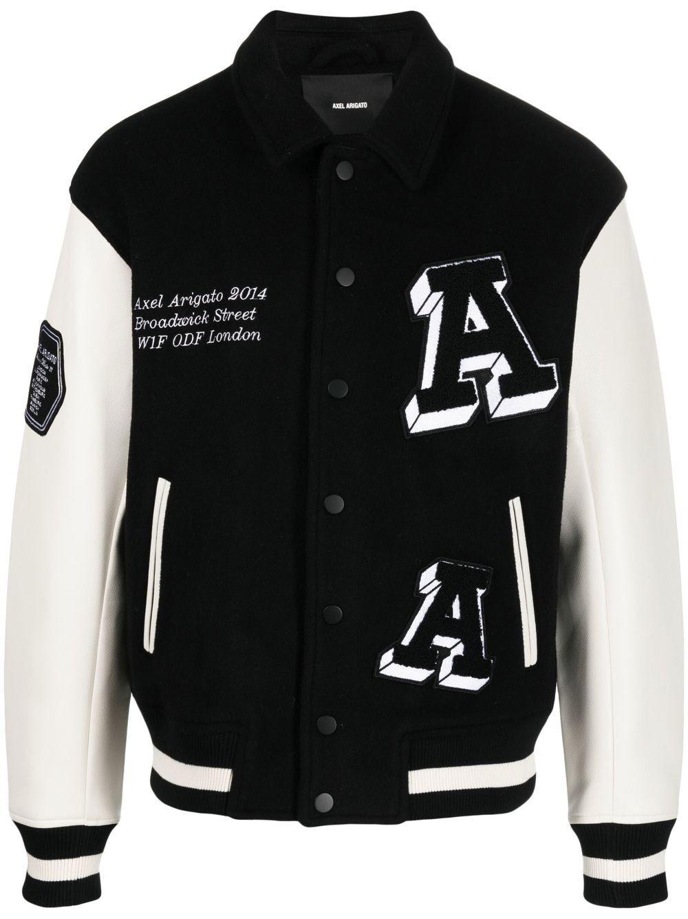 Axel Arigato Illusion Varsity Jacket With Faux Leather Sleeves in Black ...